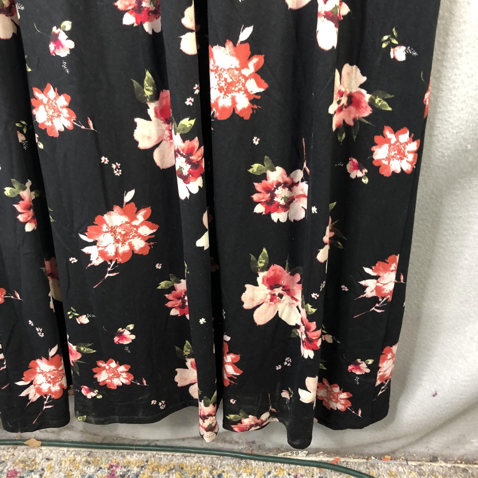 Nine Britton Rosaline Knit Maxi Dress Womens 2X Black Floral Smocked Stitch Fix