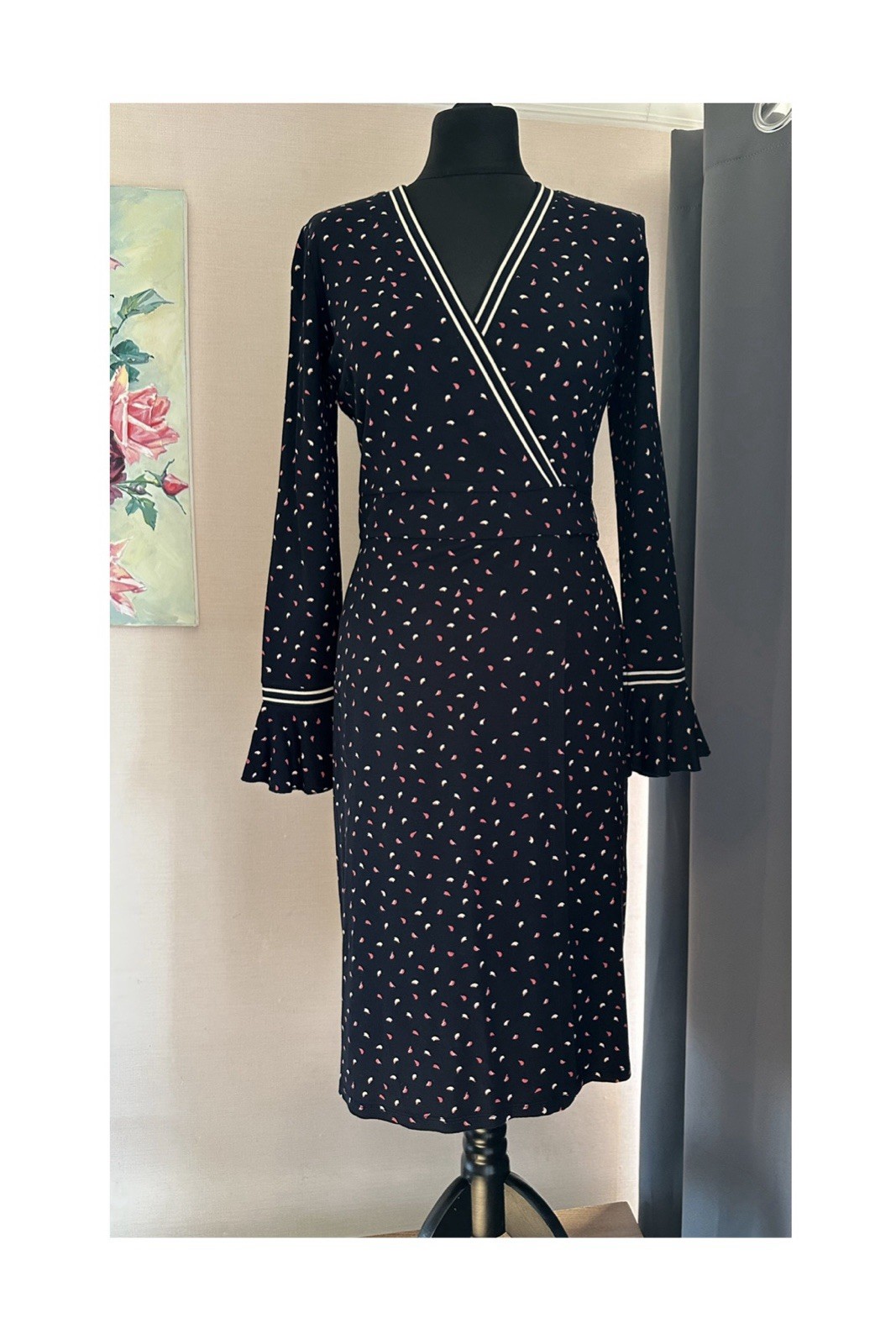 HOBBS LONDON Melanie Printed Wrap Dress Midi Dress Woman’s Size Uk 8 BNWT