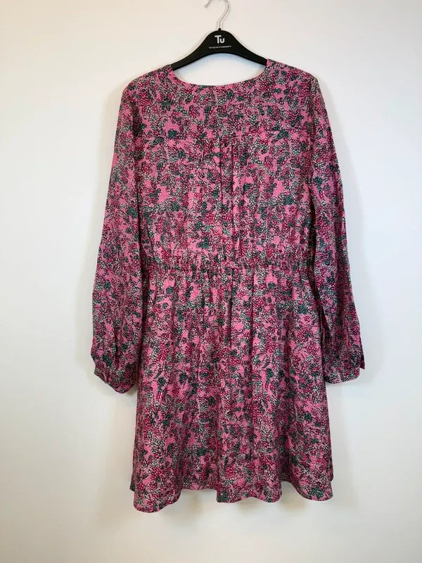 Oliver Bonas Tranquil Print Pink Mini Tiered Dress UK 12 BNWT