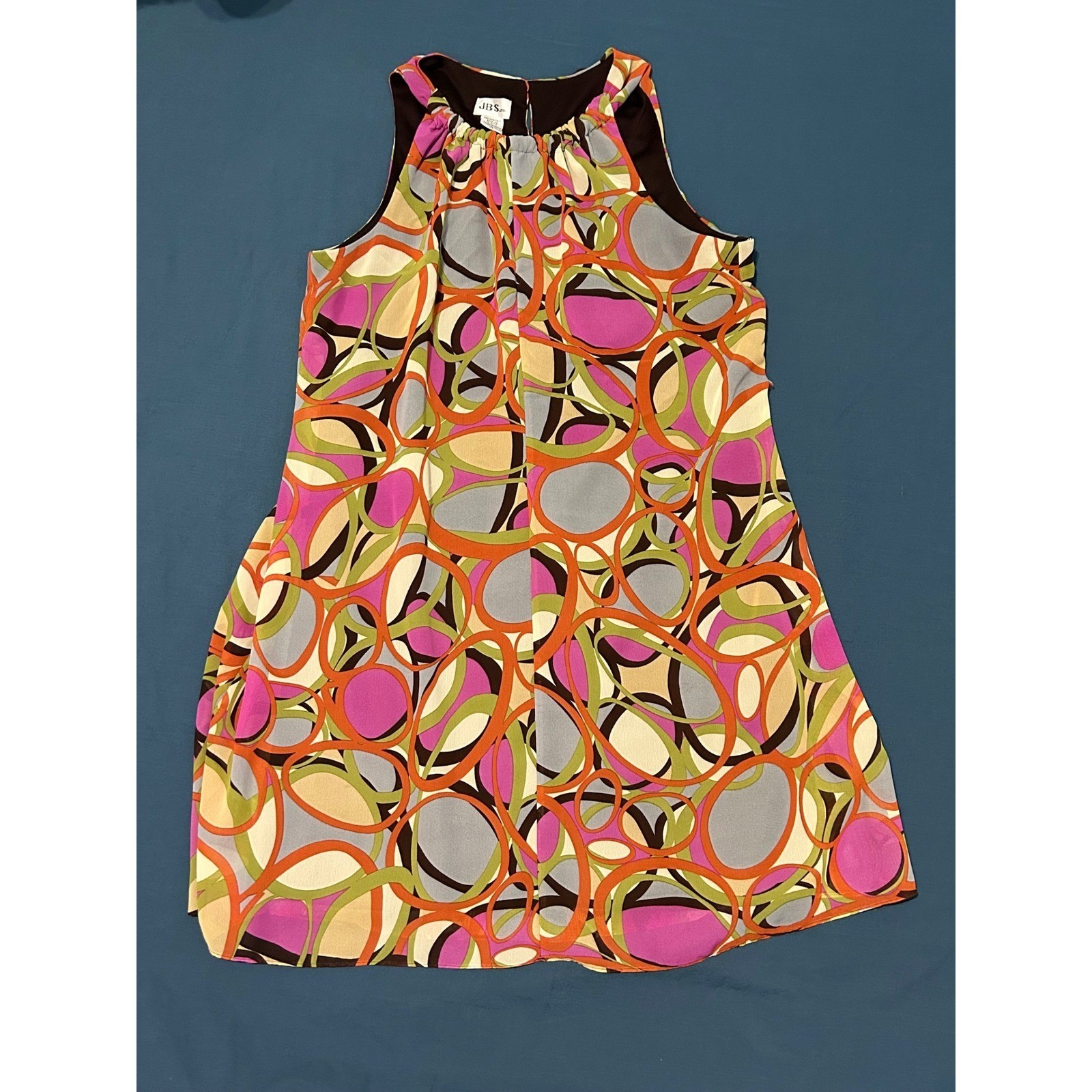 JBS Ltd Womens Retro Geometric Circle Print Halter Shift Dress Multicolor 14
