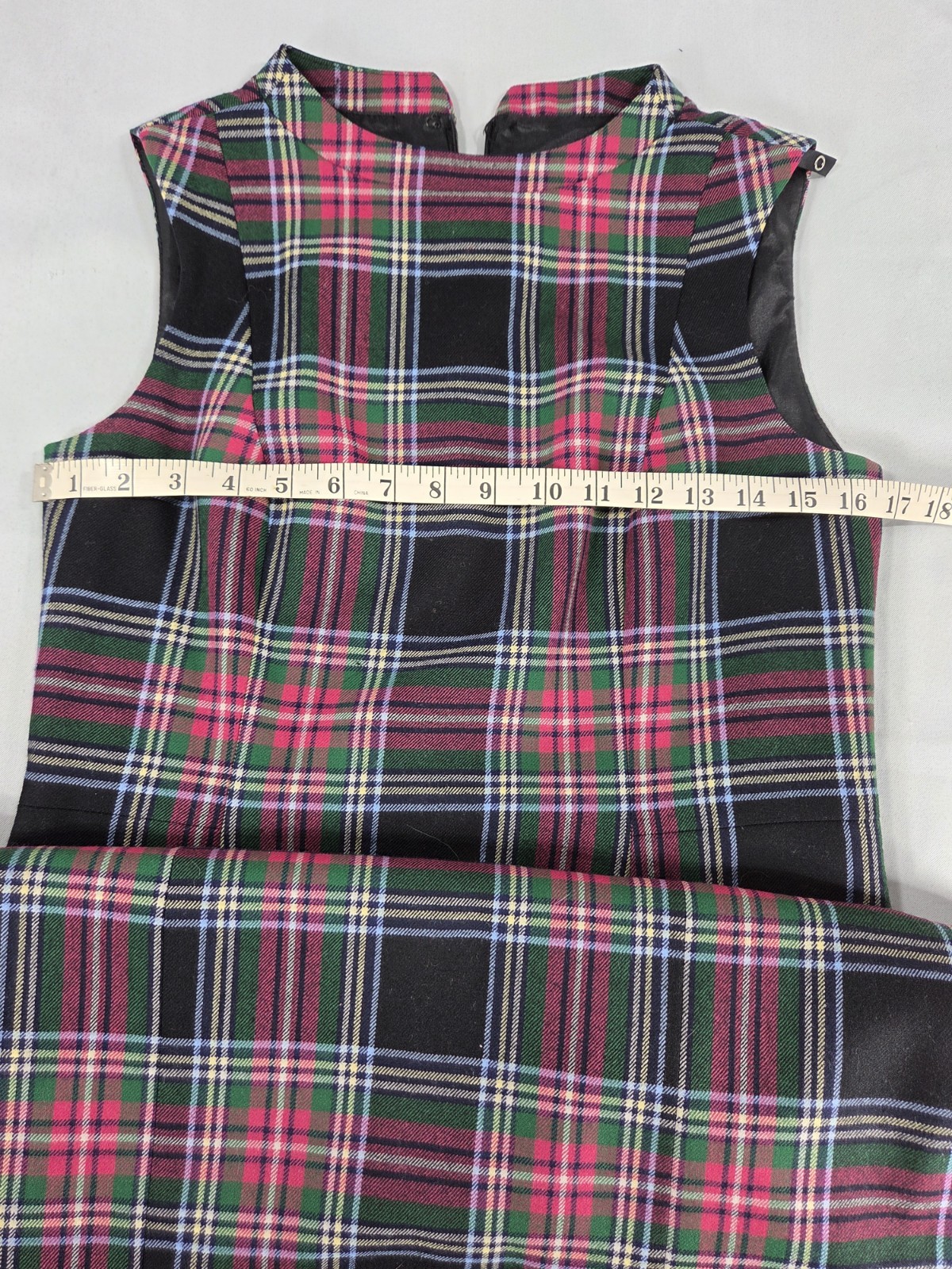 Pendleton VTG 100% Virgin Wool Green Red Plaid Jumper Dress Womens Sz 4 USA Made