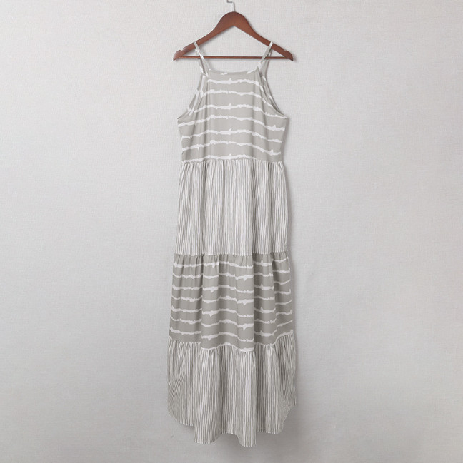 Striped Hanging Neck Spring & Summer Dress