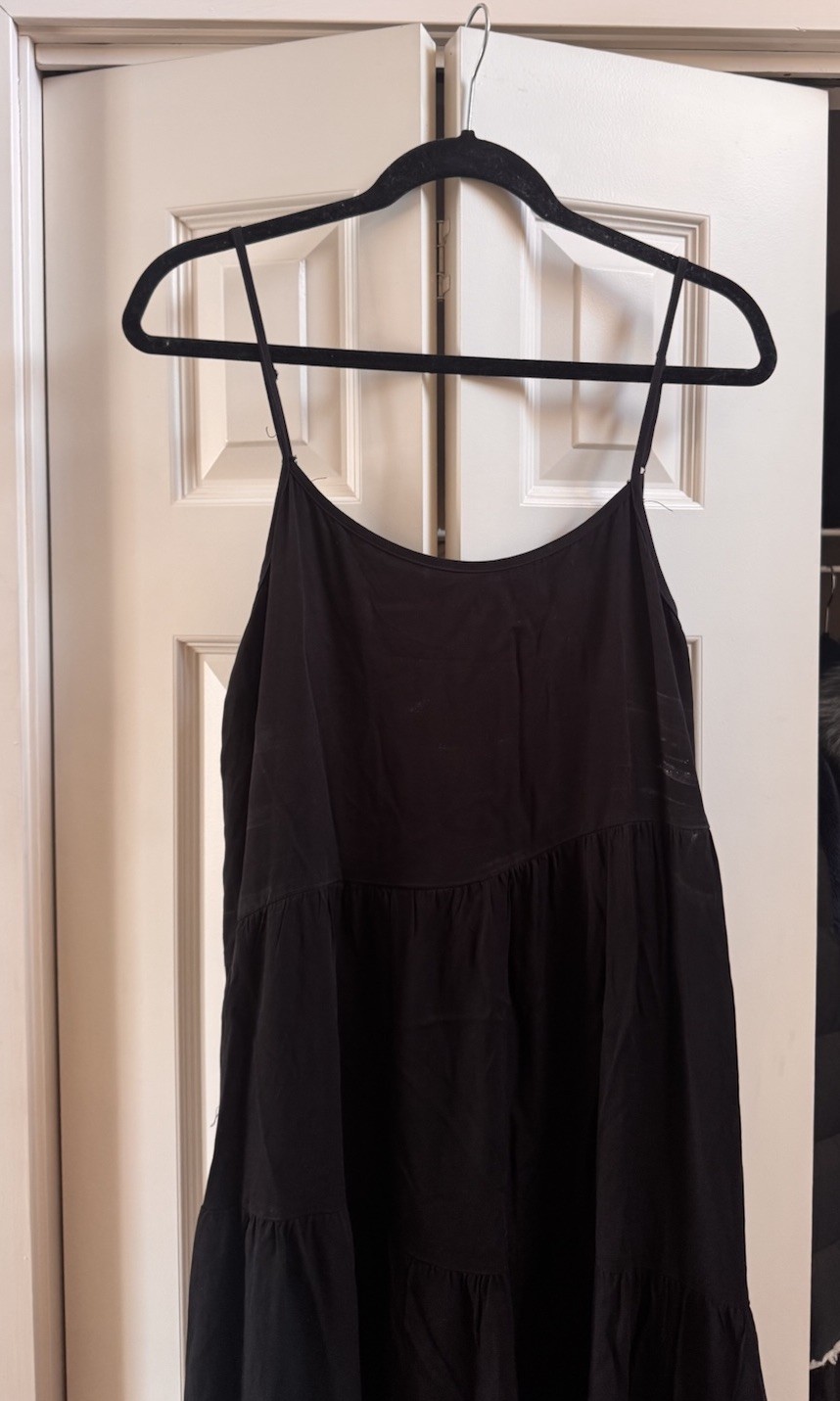 Anrabess Black Tiered Maxi Sundress Sleeveless Adjustable Straps Large