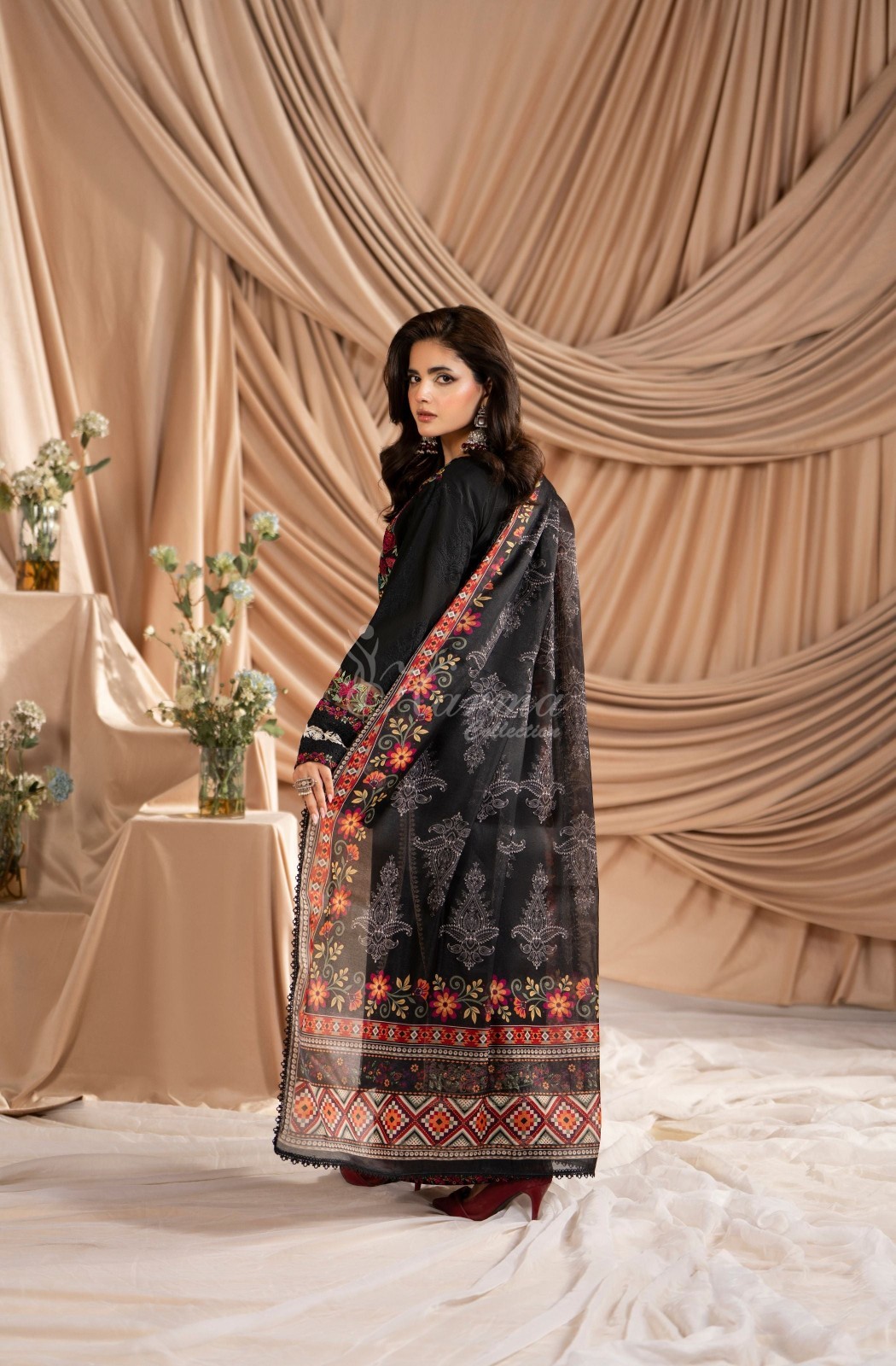 Karma Collection 3 Piece Stitched Embroidery Suit – KC-1584-Deep Black