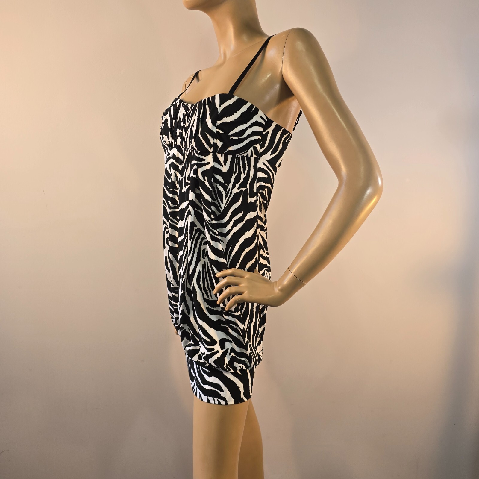 Twenty One Mini Dress Tunic Top Adj Straps Black And White Women Sz S USA Made