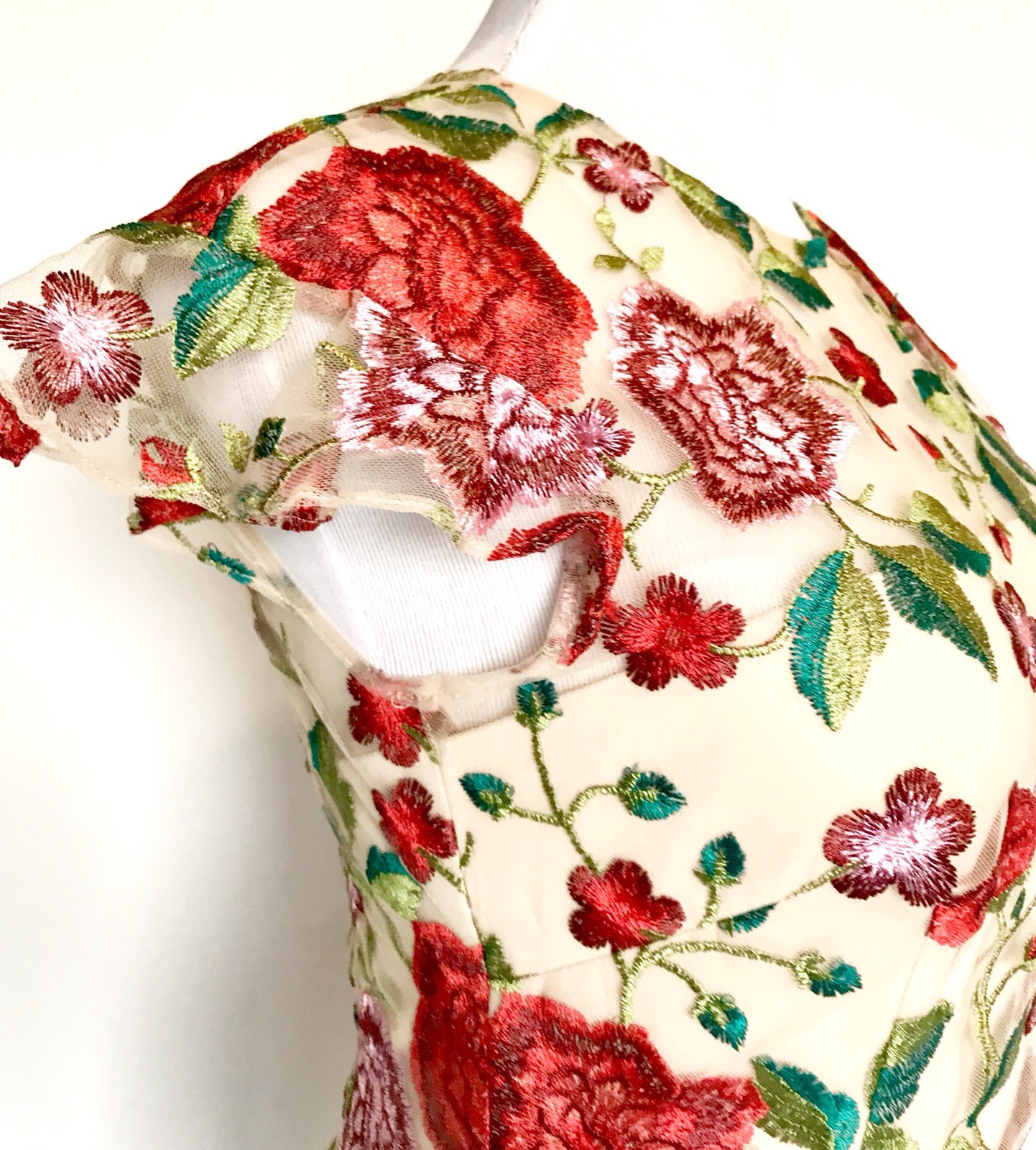 Carmen Marc Valvo Sz 6 Embroidered Floral Dress Retail $325 Price $148 NWT