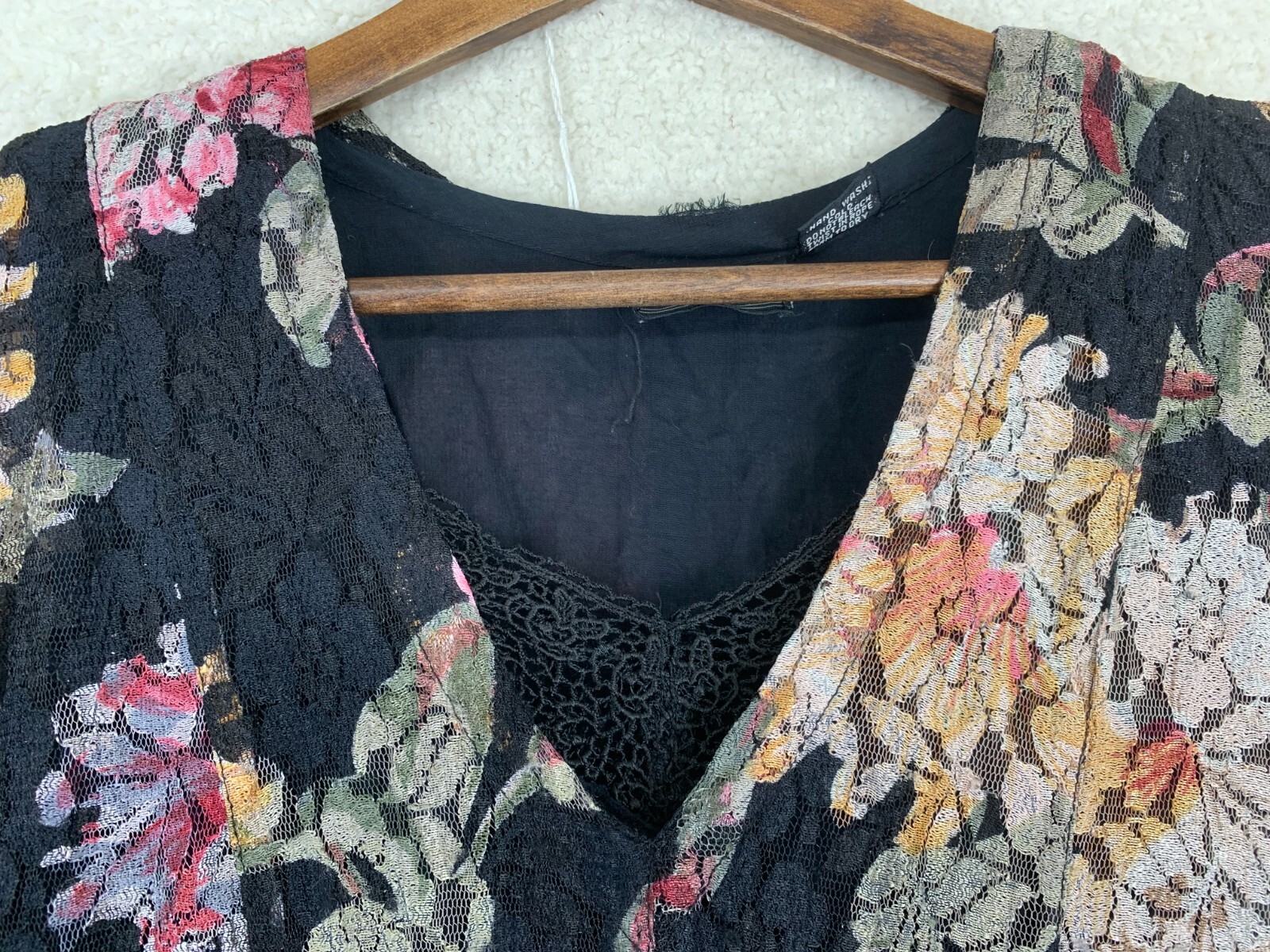 Nostalgia 90s Floral Lace Long Sleeve Maxi Dress Women M Whimsygoth Dark Cottage