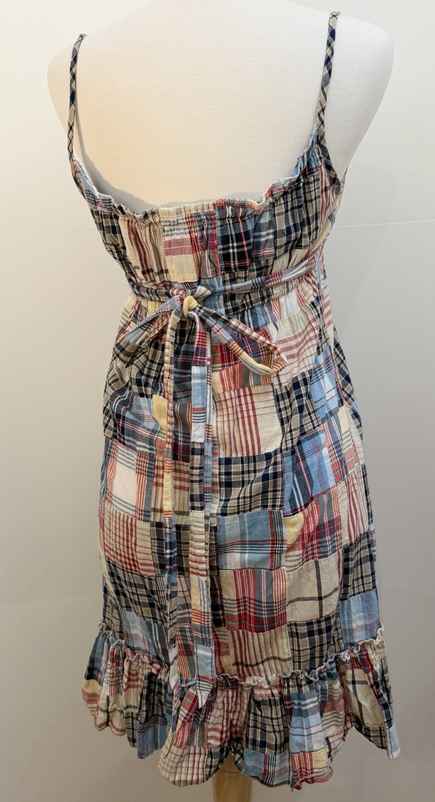 Madras Patchwork Mini Dress S 100% Cotton Nantucket Coastal Preppy