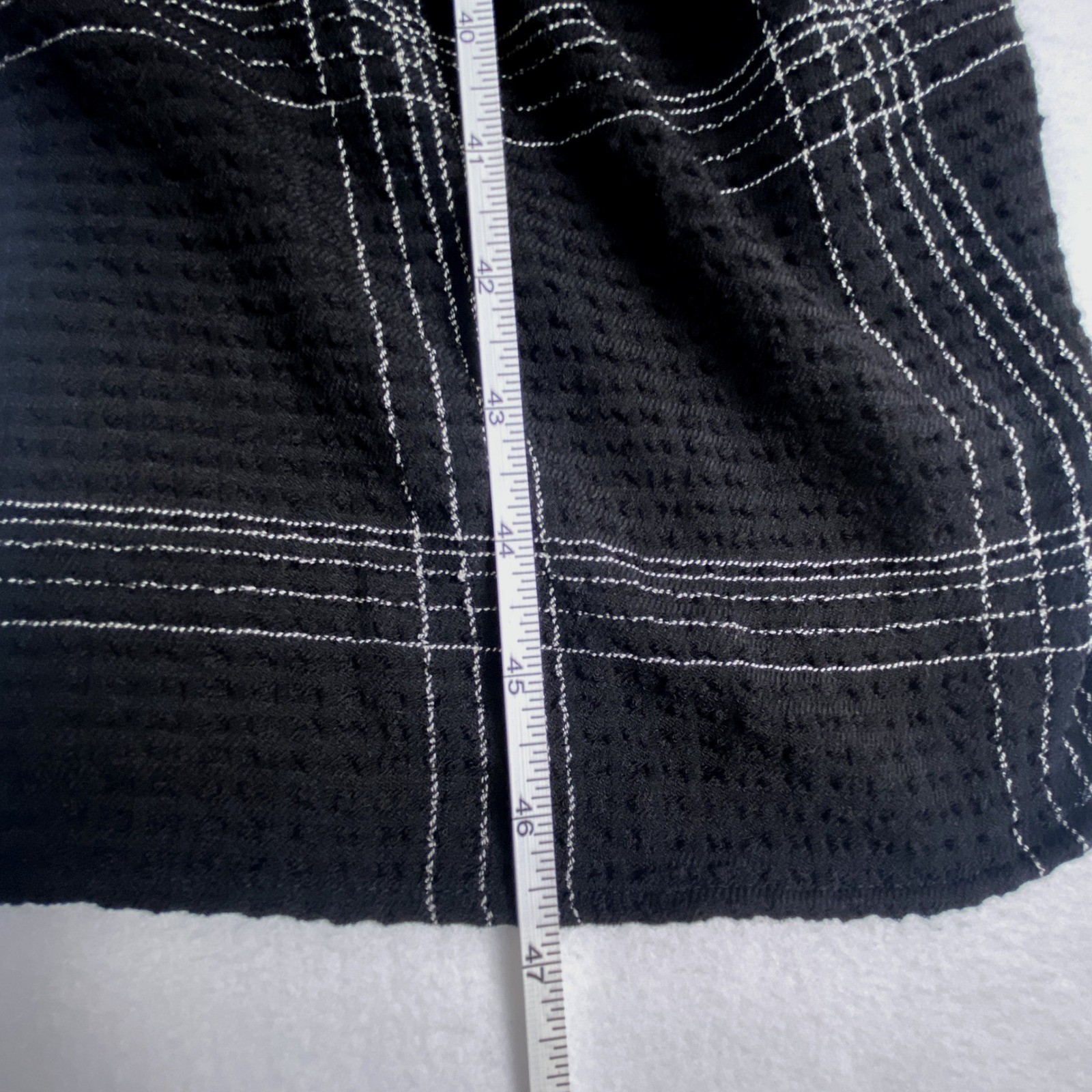 Loft Black White Plaid Button Front Midi Dress Short Sleeve Tie Waist Size 6