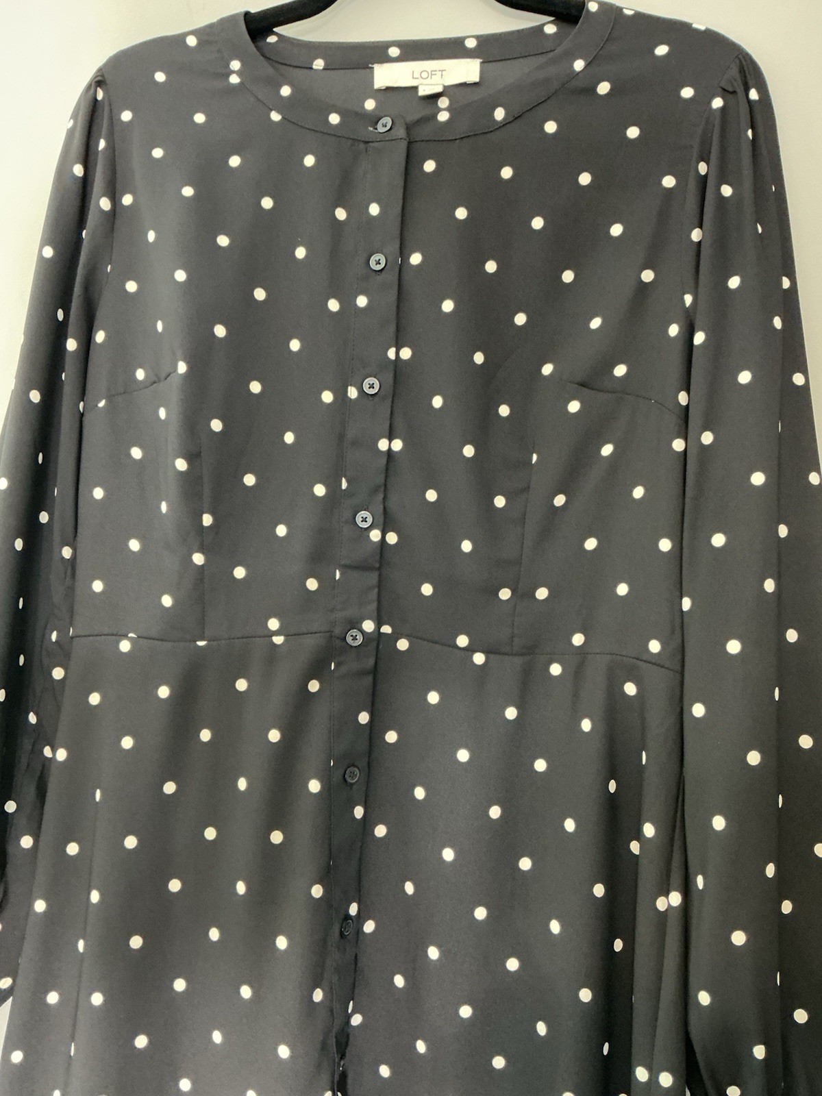 LOFT Black & White Polka Dot Button Front Dress Size 6