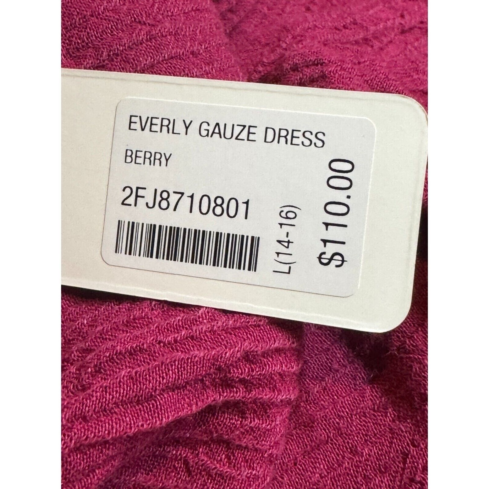 Soft Surroundings Everly Guaze Berry Midi Dress Sz Large Lagenlook New W/Tags