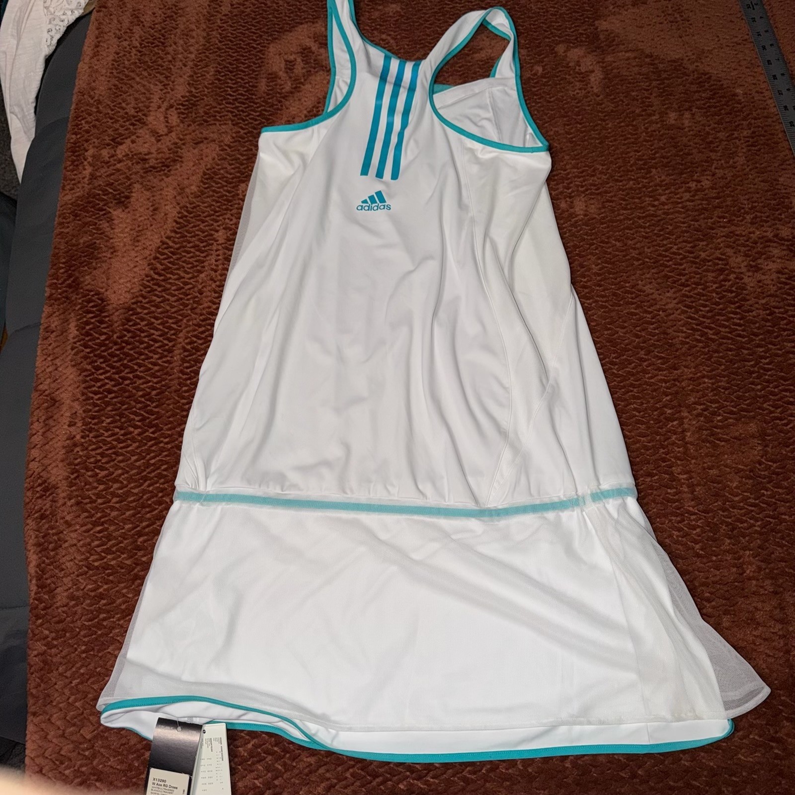 Adidas Roland Garros Tennis Dress Women Small White Teal Climalite French Open