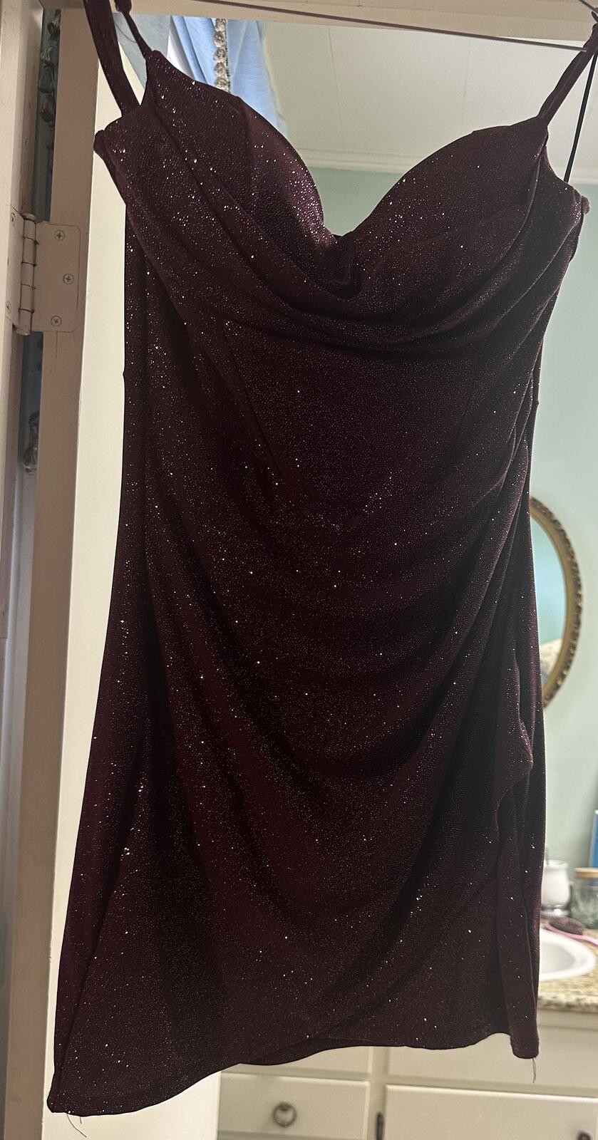 Windsor dress -burgundy glitter knit fabric.