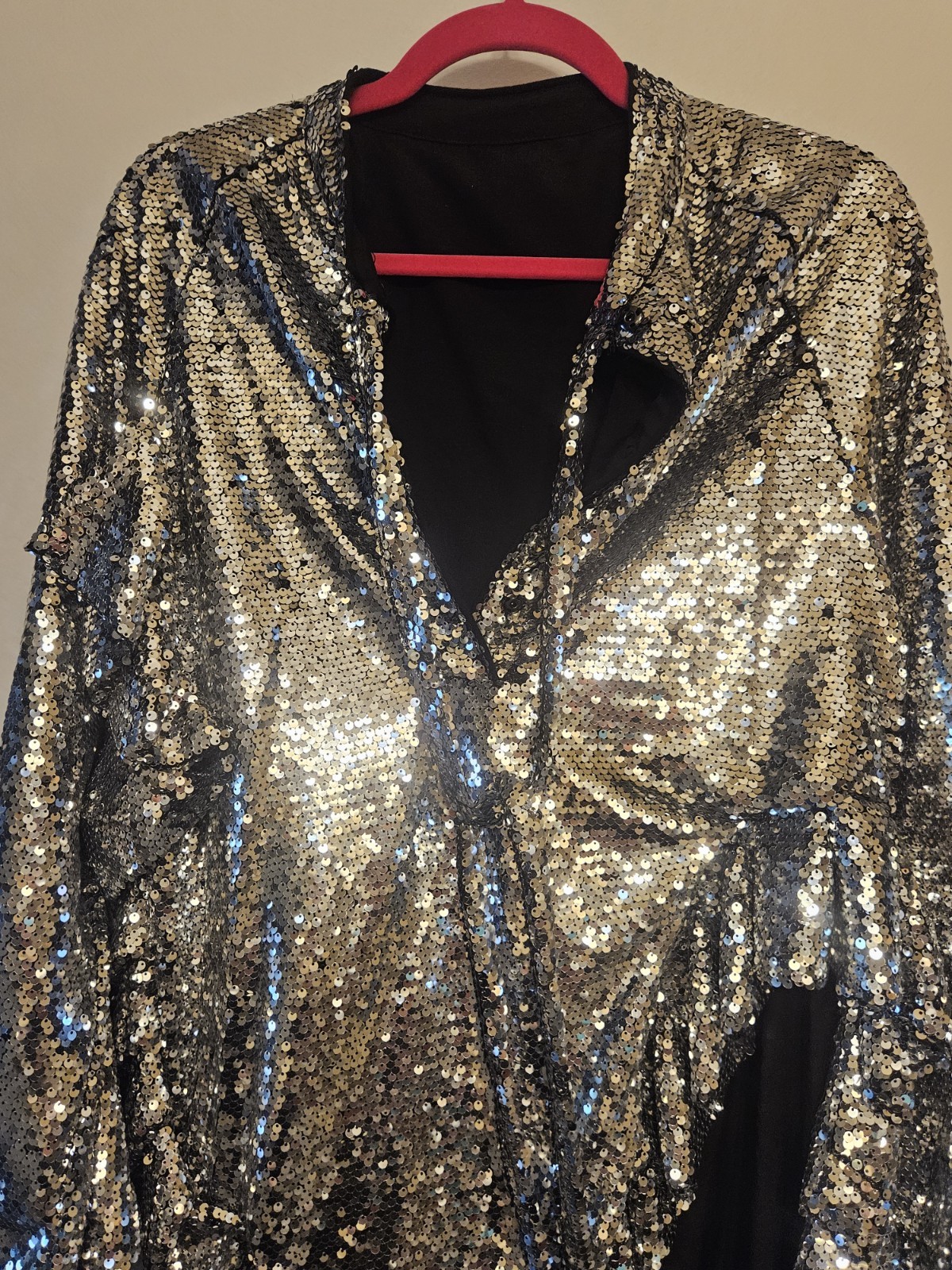 SEQUIN TOP OR DRESS SIZE LARGE ORIGINALLY 130.00 LONG SLEEVES NEW SILVER LINED