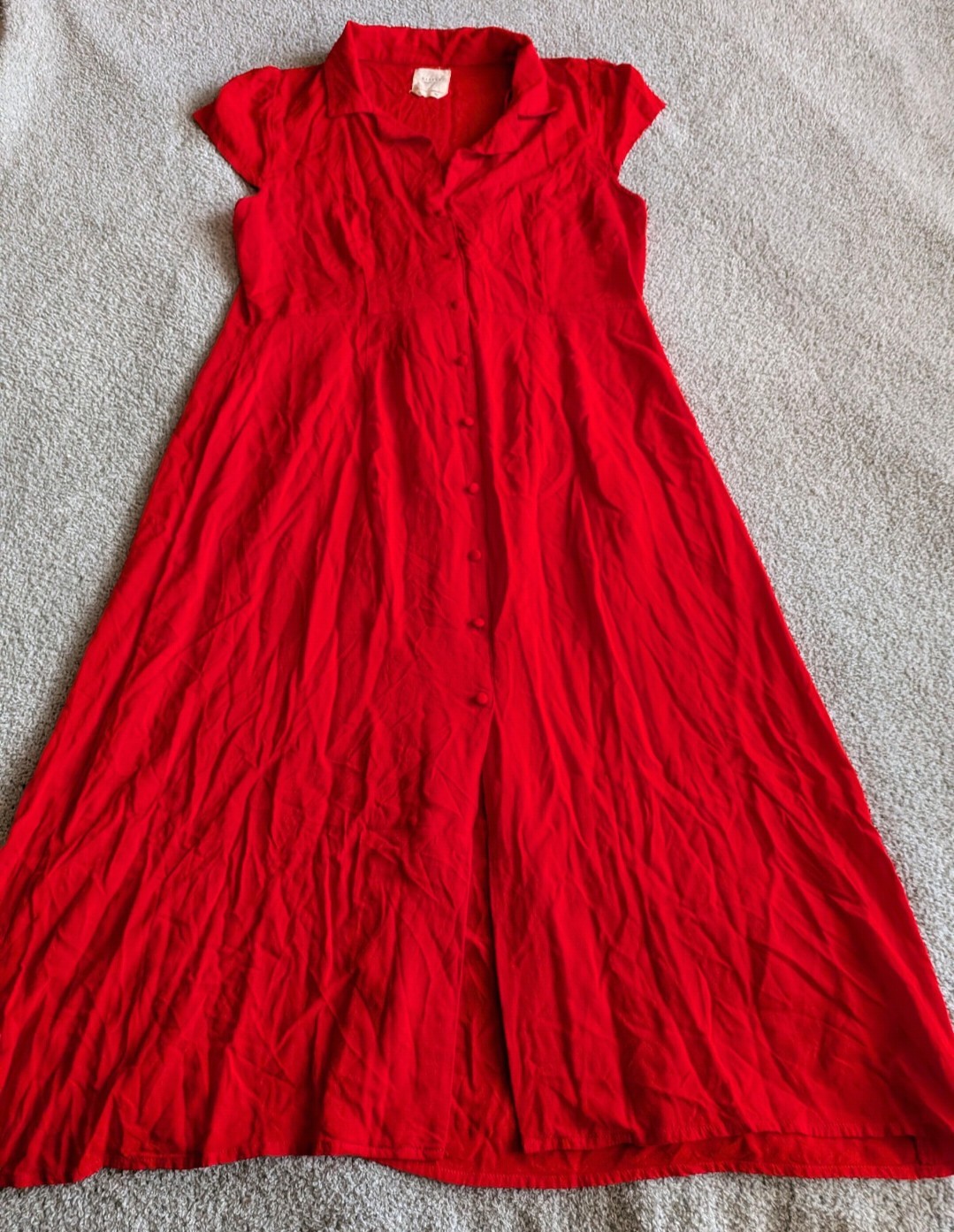 🌼B2G1🌼 Harper Heritage Cherry Red Button-Front Midi Dress Size XL NWOT