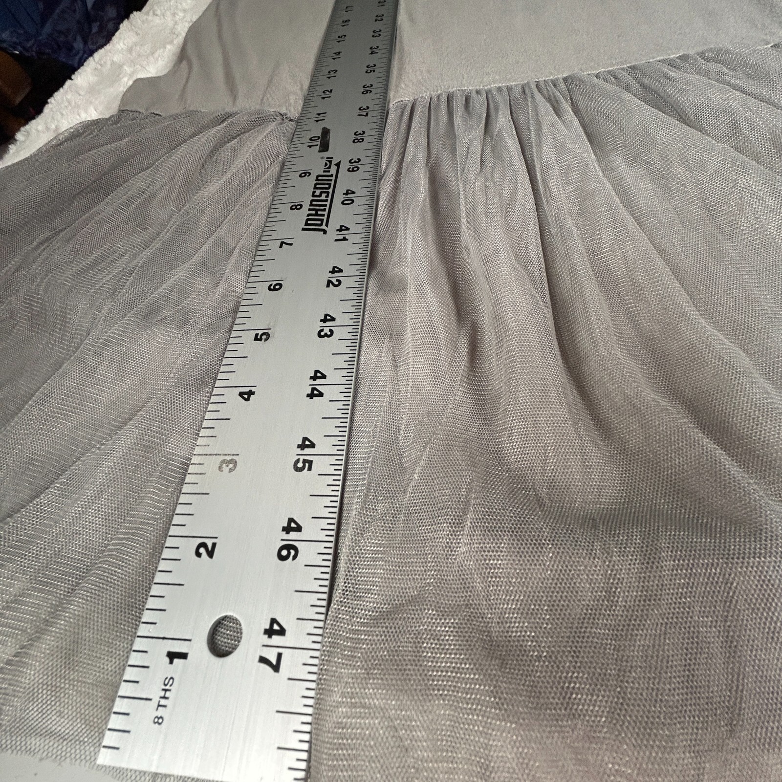 Gershon Bram Womens Scoop Neck Tulle Hem Midi Tank Dress Large Gray Stretch New