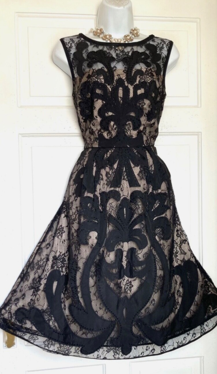 MONSOON BLACK GOTHIC BEADED EMBROIDERED PAISLEY PATTERN PARTY DRESS SIZE 12