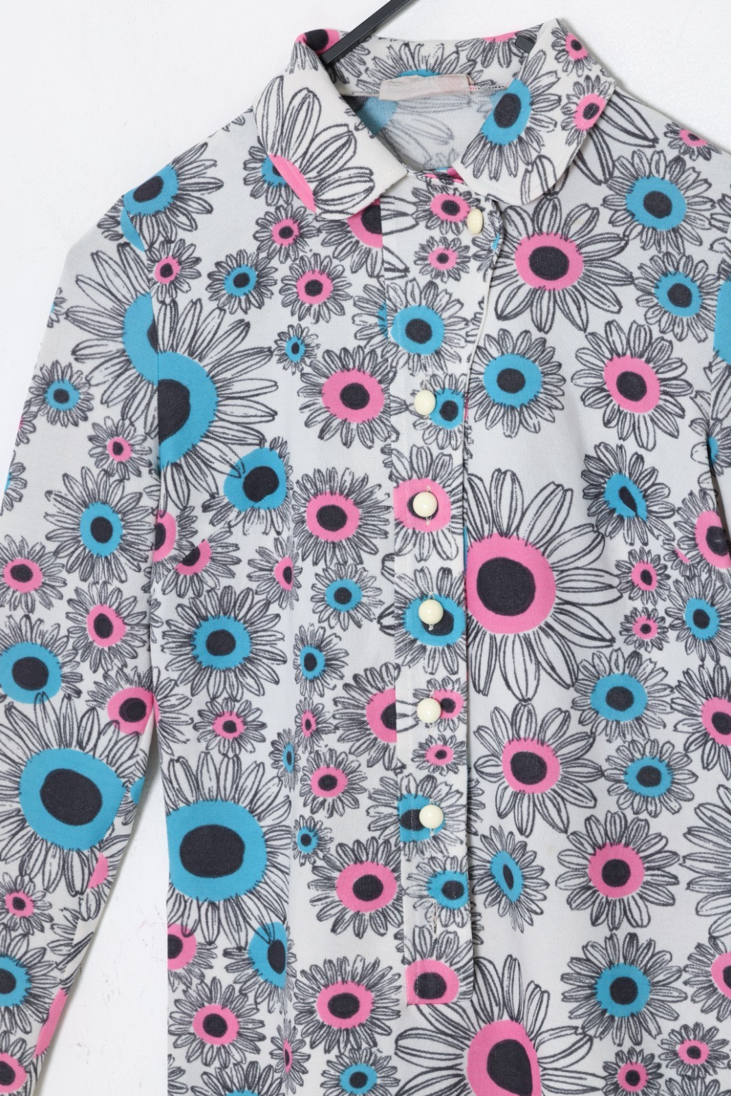 1970s, Finnish Printed Leisure Shift Dress, Psychedelic Daisy Motif