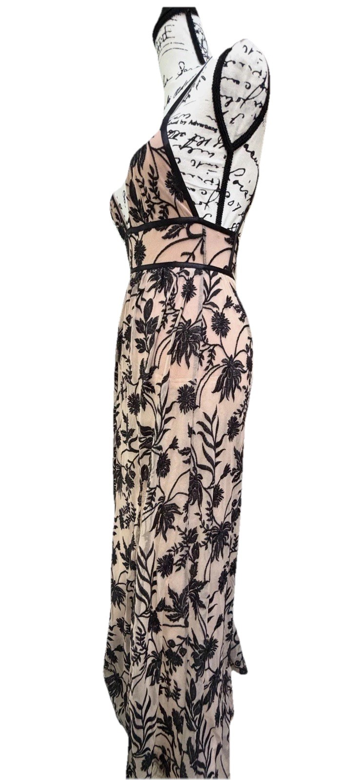 Some Days Lovin Black Floral Sheer Overlay Maxi Dress. Size S. EUC