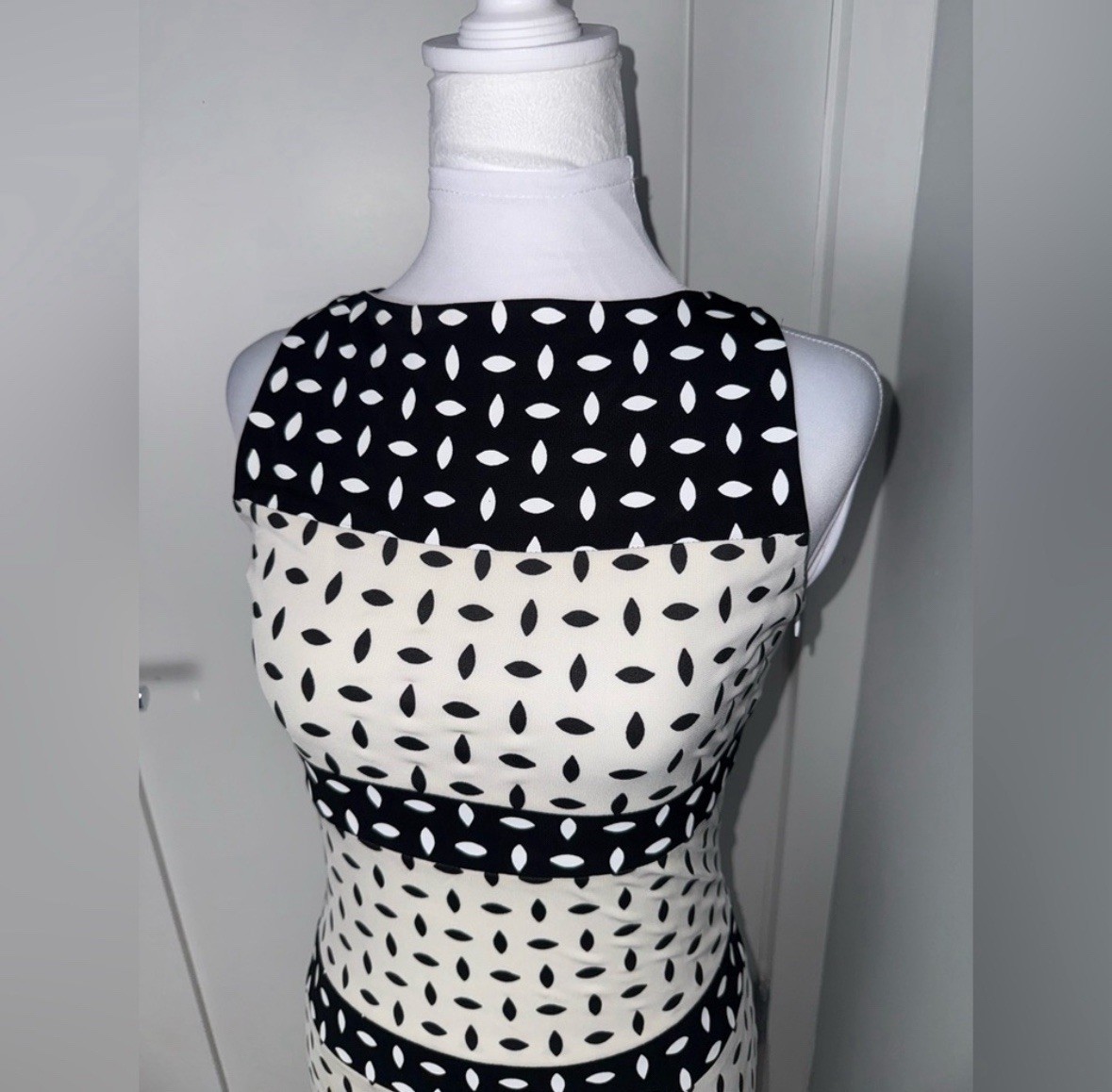 Adam Selman Black & Ivory Patterned Column Maxi Dress/Size 0