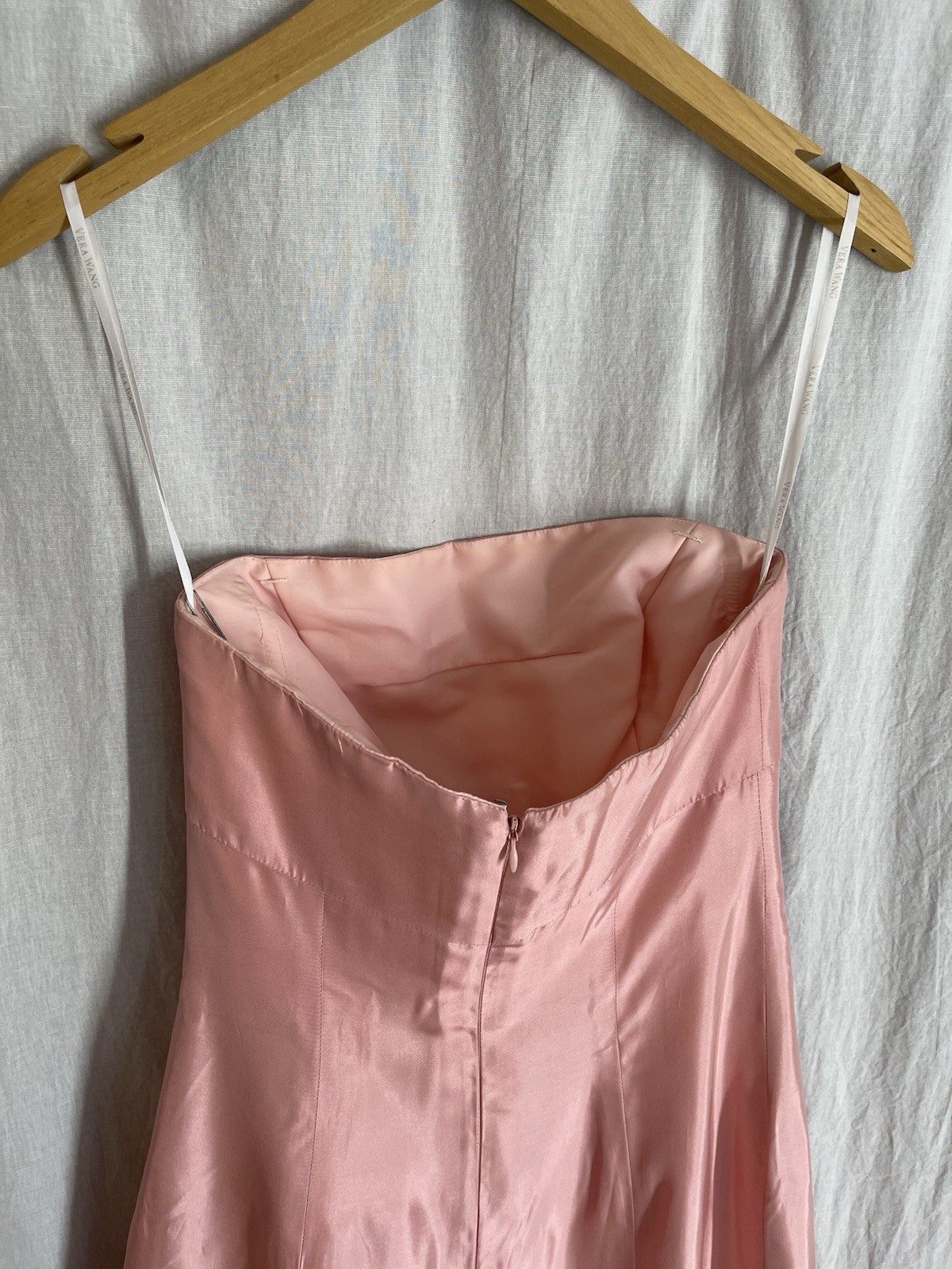 Vera Wang Dress Womens 6 Pink Strapless Taffeta Fit Flare Kick Pleat Formal FLAW