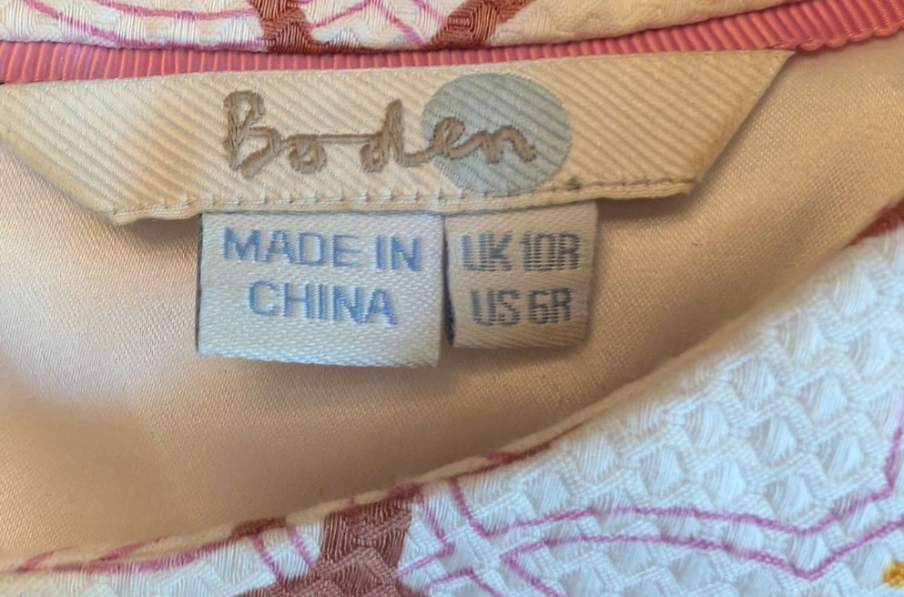 Boden Talia Ivory Patterned Sheath Dress Women’s Size 6R Lined EUC