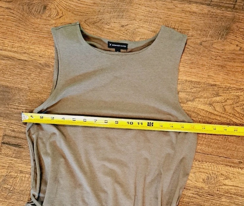 Midi Dress With Pockets Denver Hayes Tie Waist Army Green Tshirt Womens Sz M
