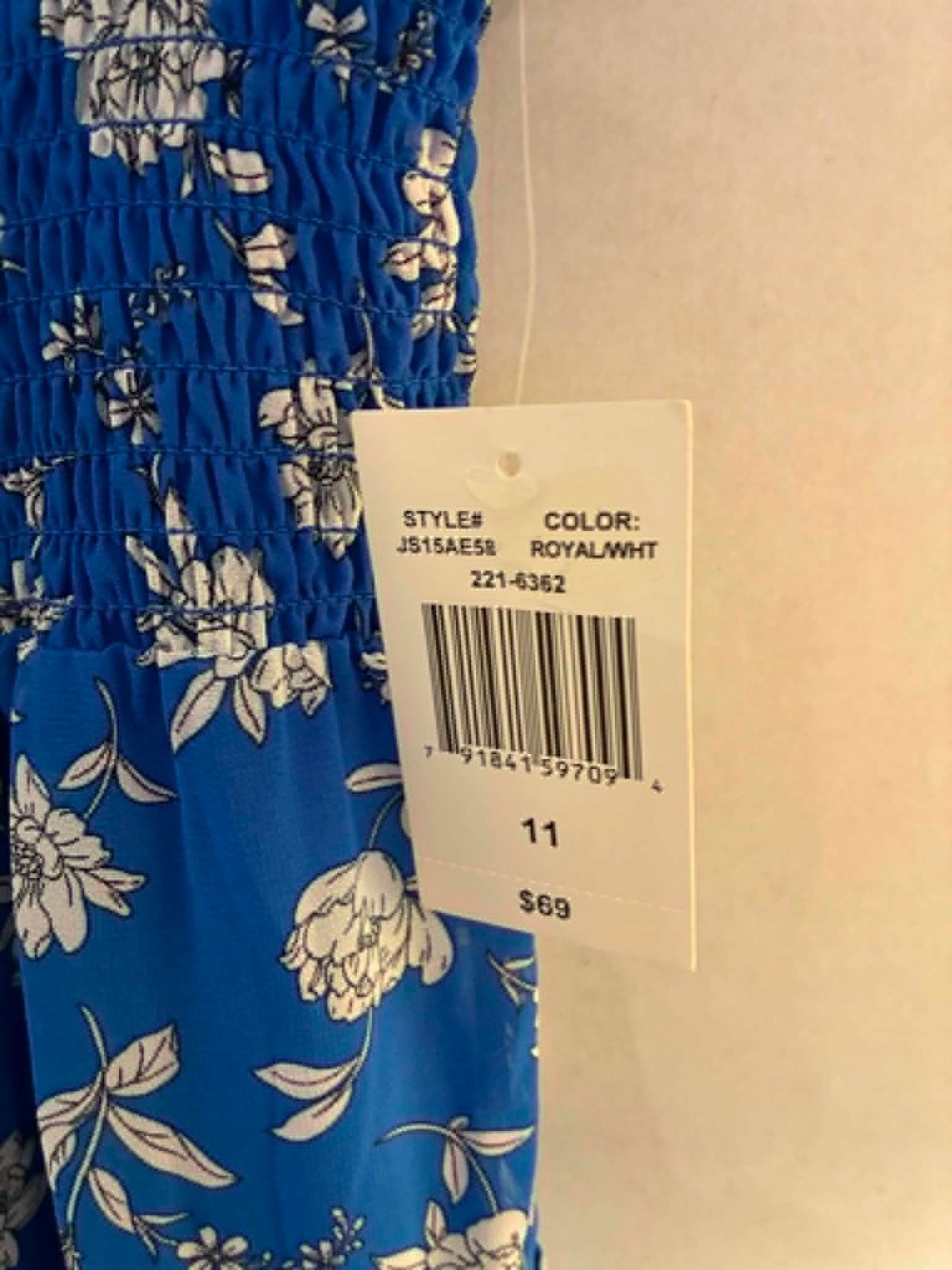 B. Smart Royal Blue Floral Smocked Tiered Mini Dress Size 11 NWT