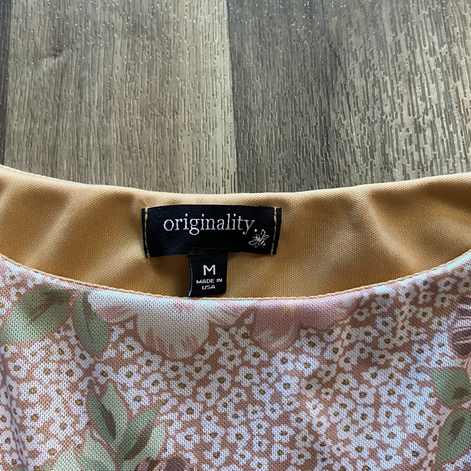 Originality Floral Off Shoulder Mini Dress Light Pink Green Size Medium
