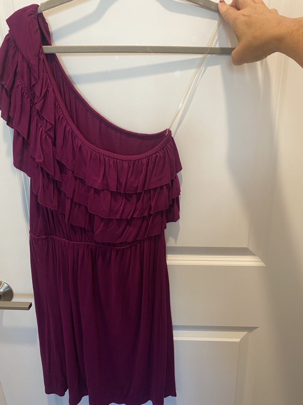 Pink Rose Medium Purple Eggplant One Shoulder Sun Dress