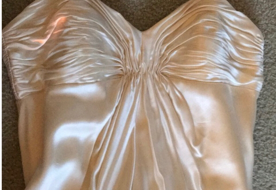without tags Laundry by Design 100 Silk Nude Rusched Empire Lined Formal G2U