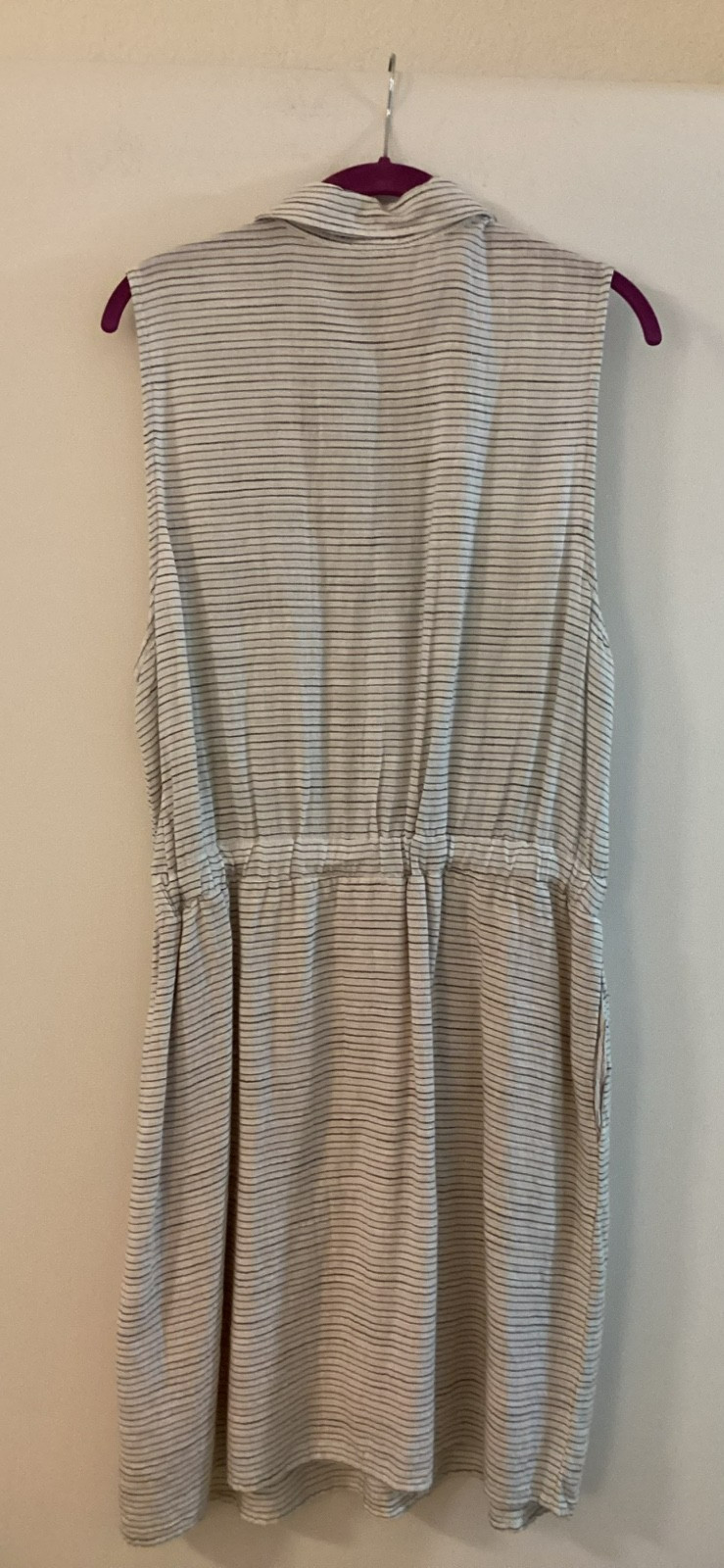 Splendid Size XL Dress Linen Like Sleeveless Pockets Natural – Striped NWT