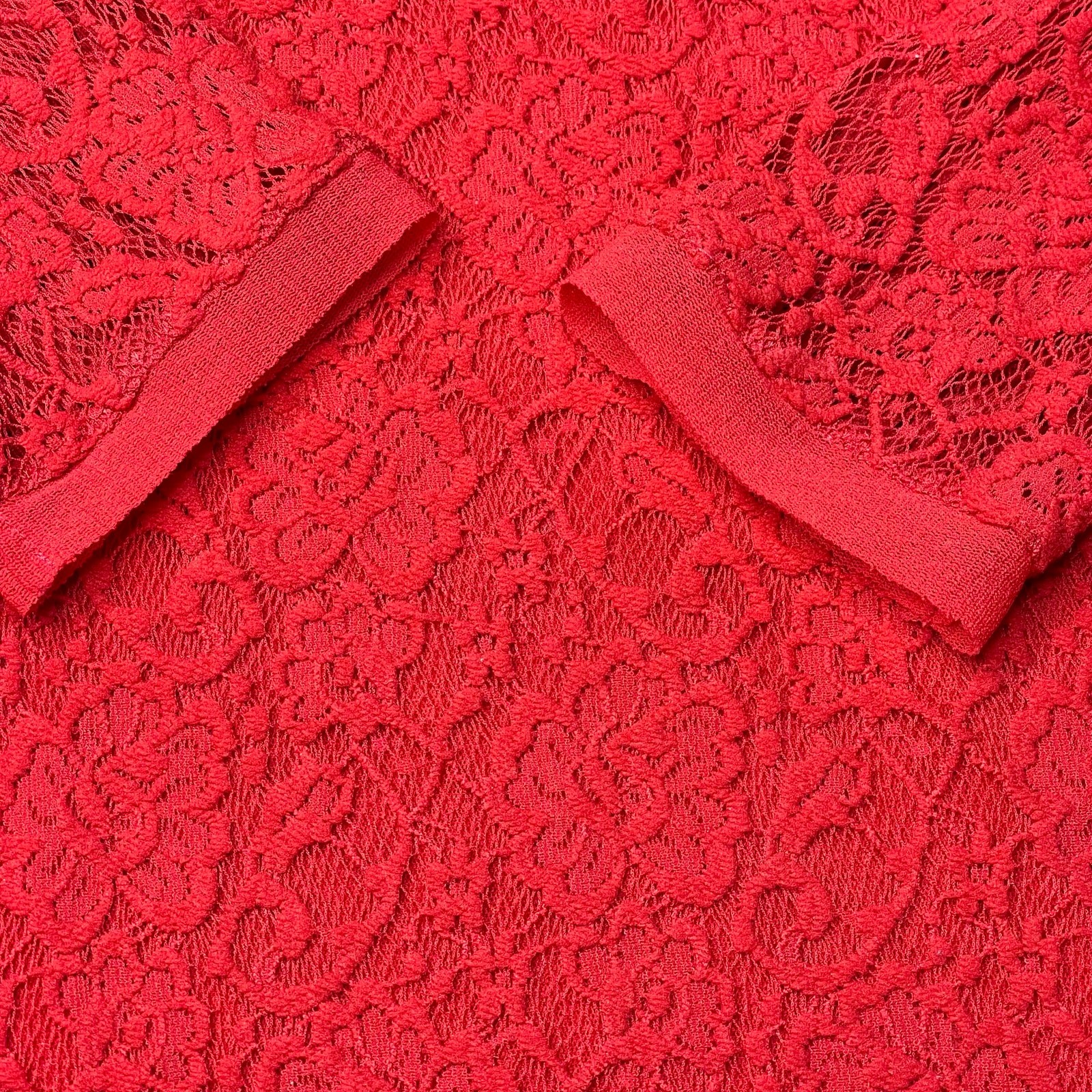 Fuzzi Long Sleeve Solid Lace Dress Midi size Large Red Bodycon