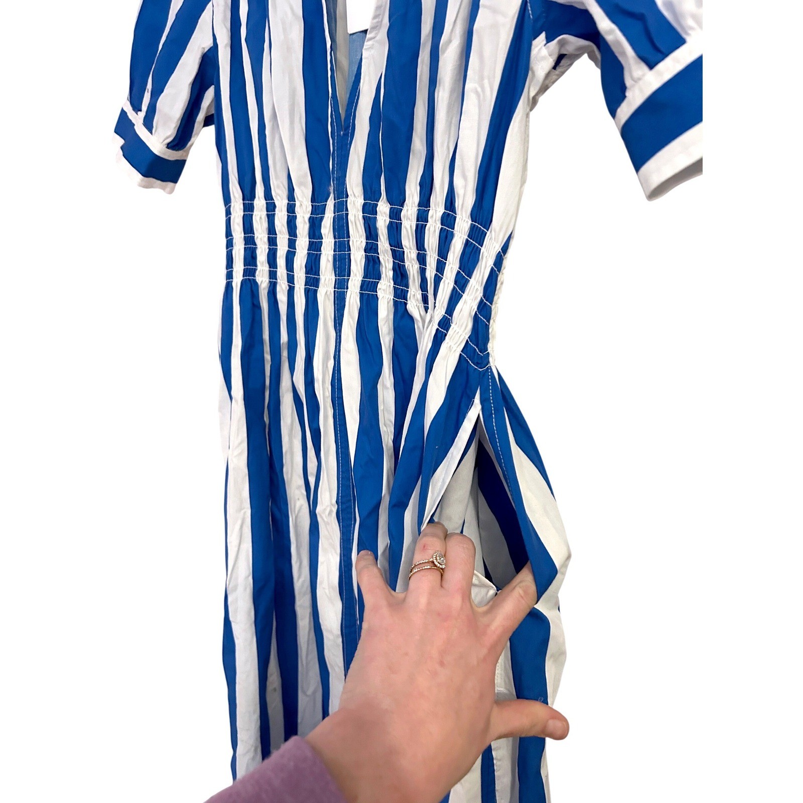 Solid & Striped Delilah Dress Blue White Stripe Cotton Midi Small NWT