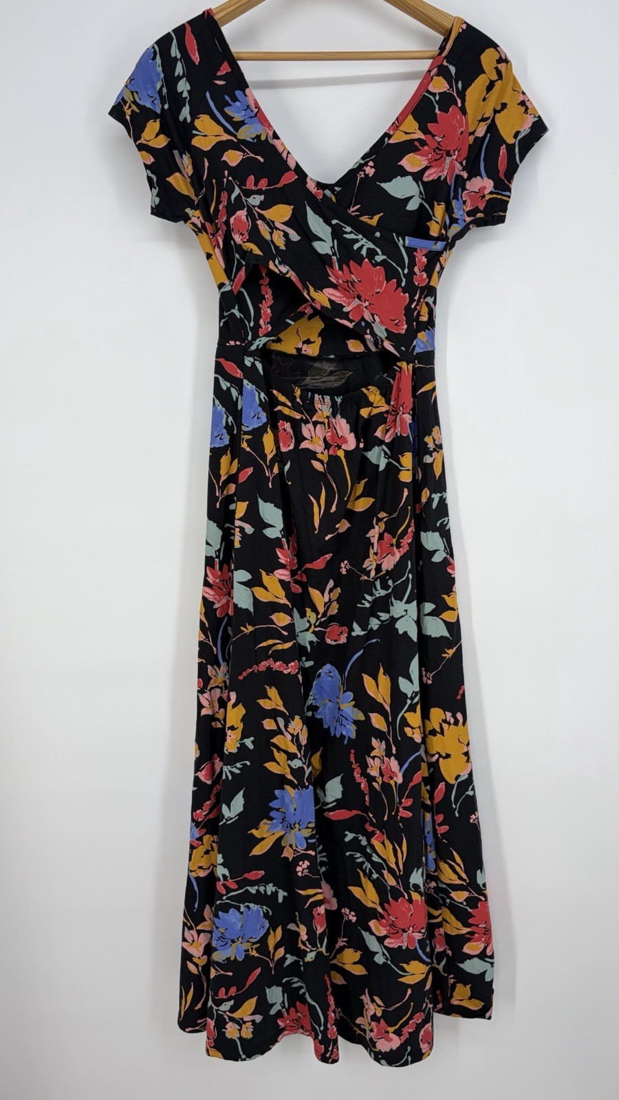 Pact Fit And Flare Crossback Maxi Dress S Nightfall Blooms Organic Boho Floral