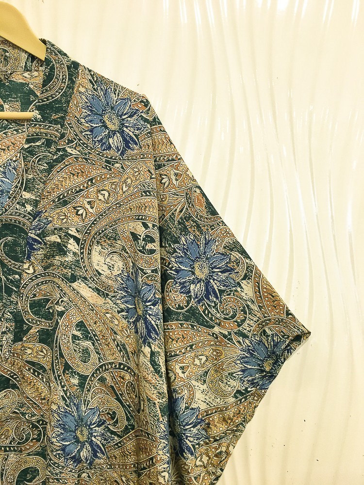 Silk Green Kaftan / Handmade Flowy Maxi Dress / Resort Wear Outfit MFN1077