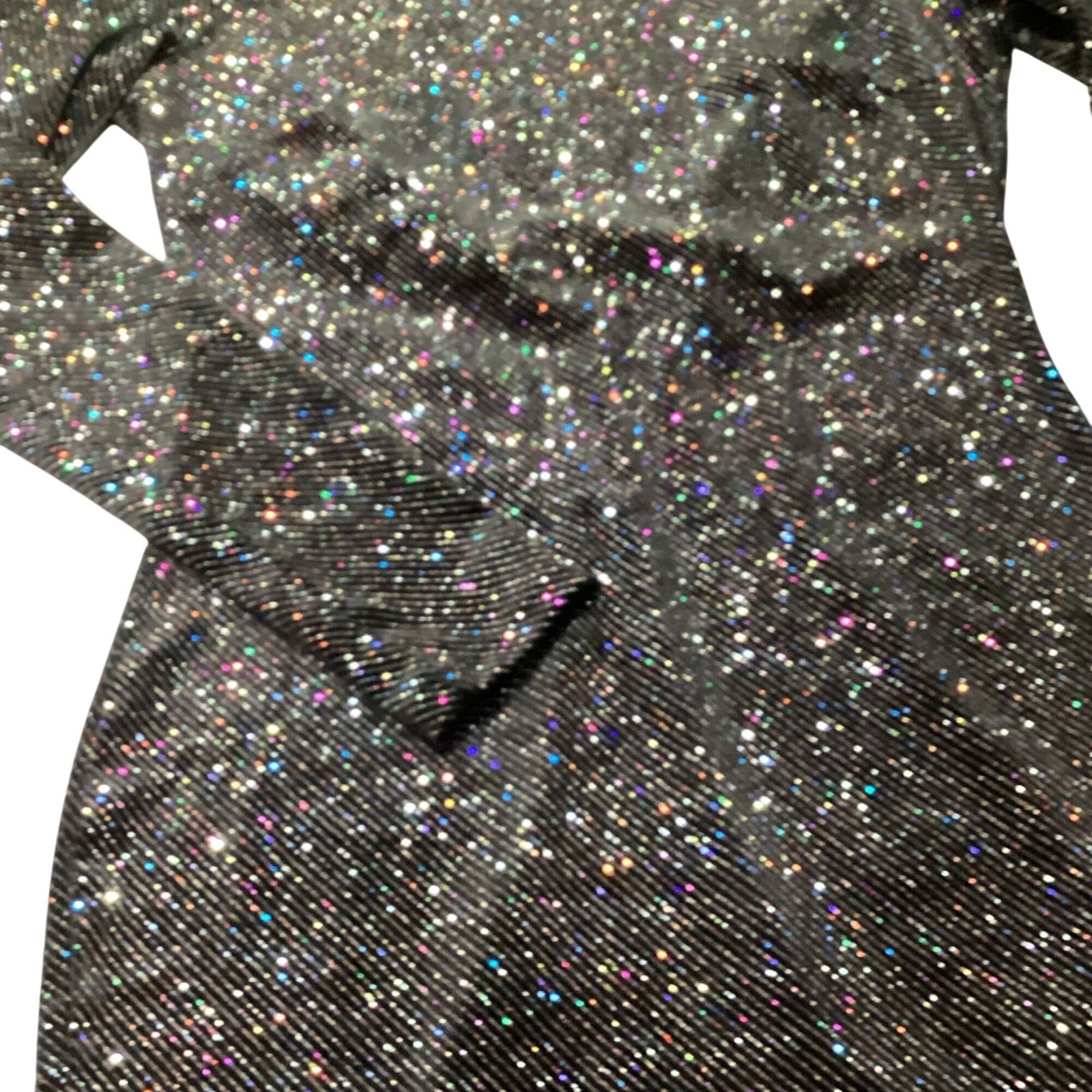 Evolutionary Mid Dress Black Sparkle Ribbed Size Med Poly Spandex Blend NWT