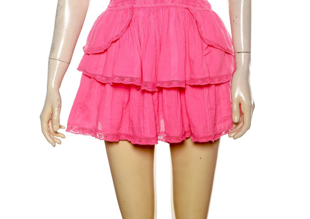 LoveShackFancy Deanna Heritage Halter Mini Dress XXS P Halter Pink Cotton 46361