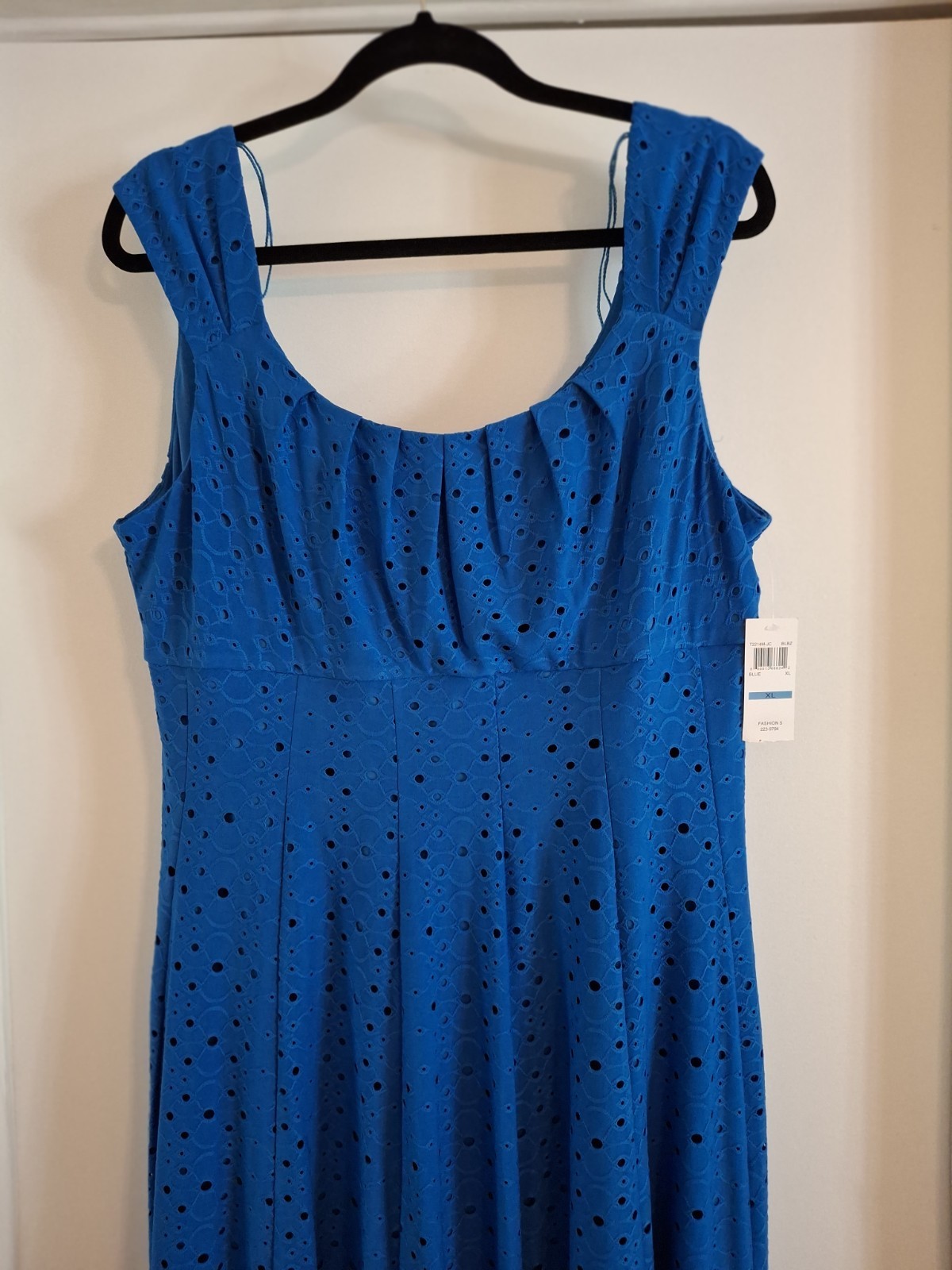 London Style Collection Blue Sleeveless Eyelet Dress Size XL