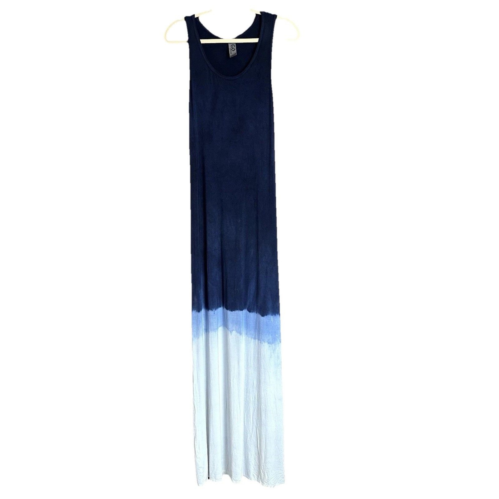 Go Couture Maxi Dress XL Tall Tie Dye Color Block Stretchy Resort Beach Nautical