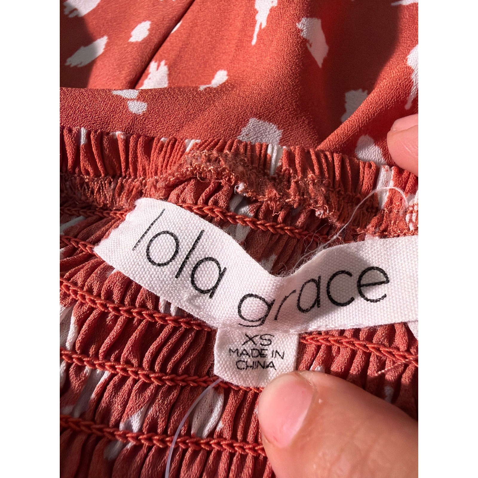 Lola Grace, deep orange polka cami dress, junior’s XS