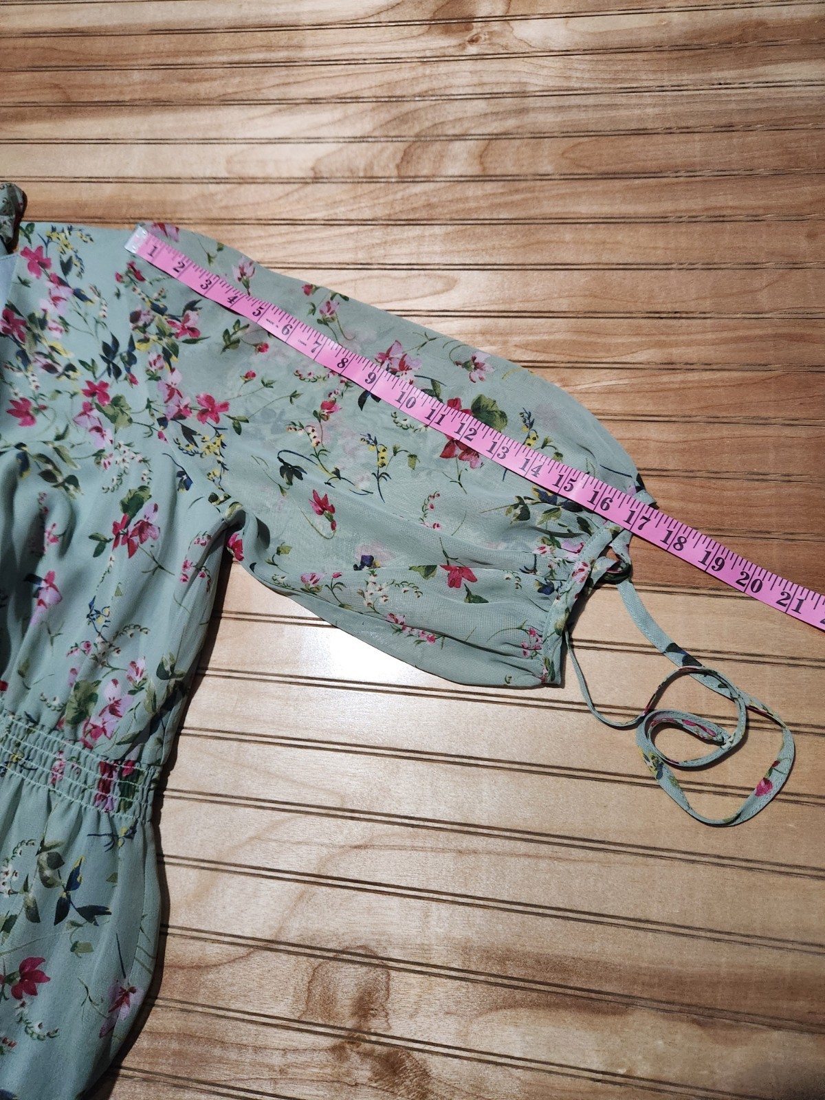Taylor Sage Green Floral Smocked Tiered Dress sz16 Boho Romantic Sheer Garden