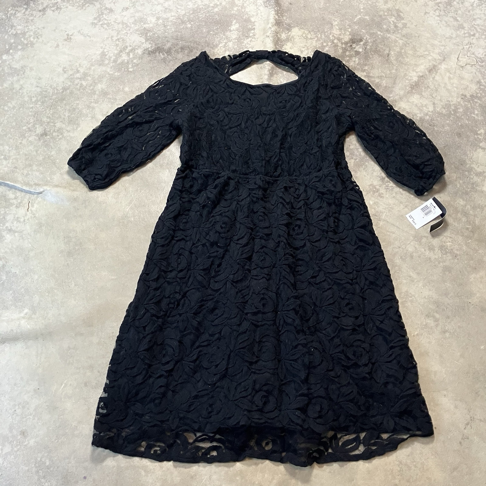 Ing Dress Women’s Plus Size 3X Black Lace Cut Out Back Elastic Waist Lined