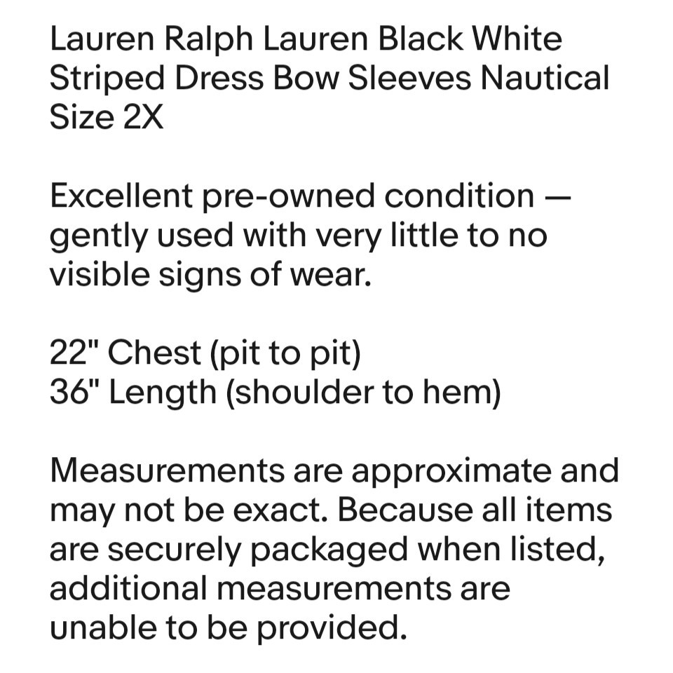 Lauren Ralph Lauren Womens Black White Striped Dress 2X