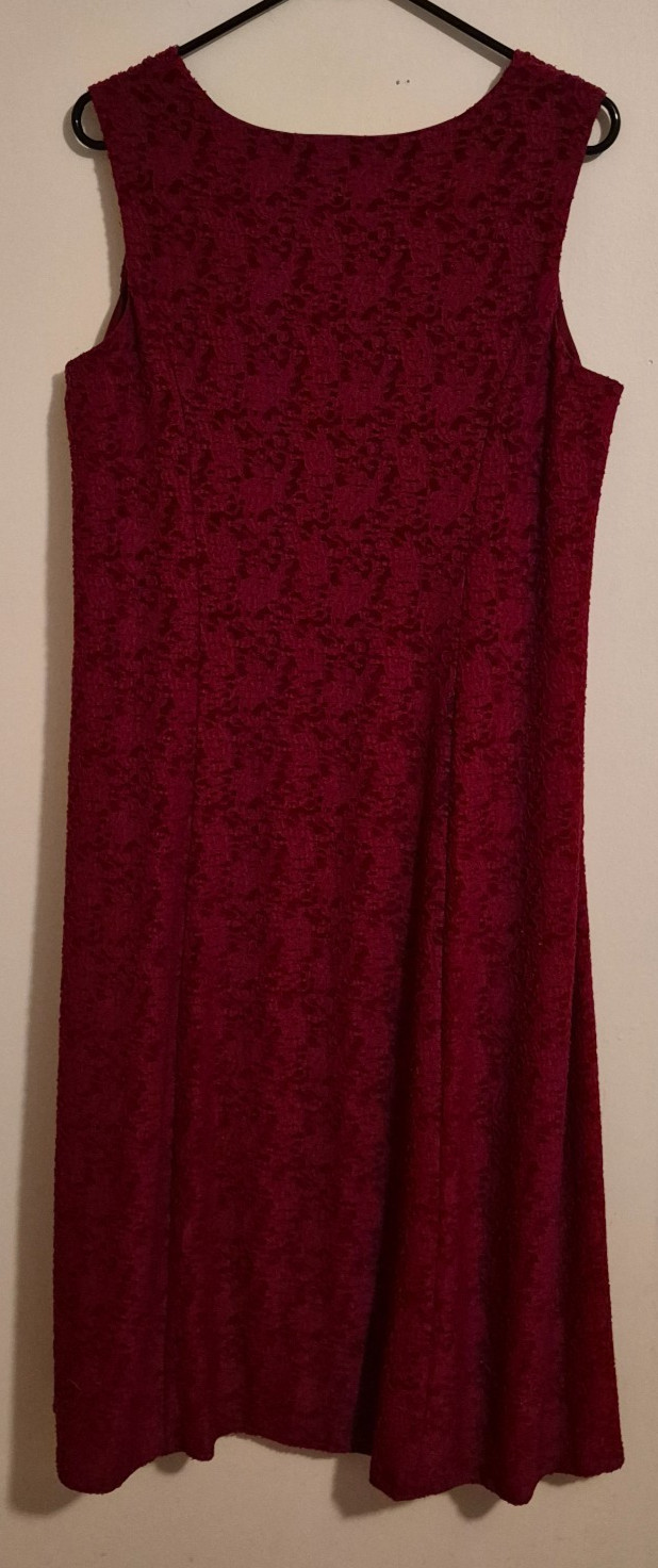 Susan Graver Occasions Red Pet Burnout Knit Sleeveless Midi Dress US LP Used