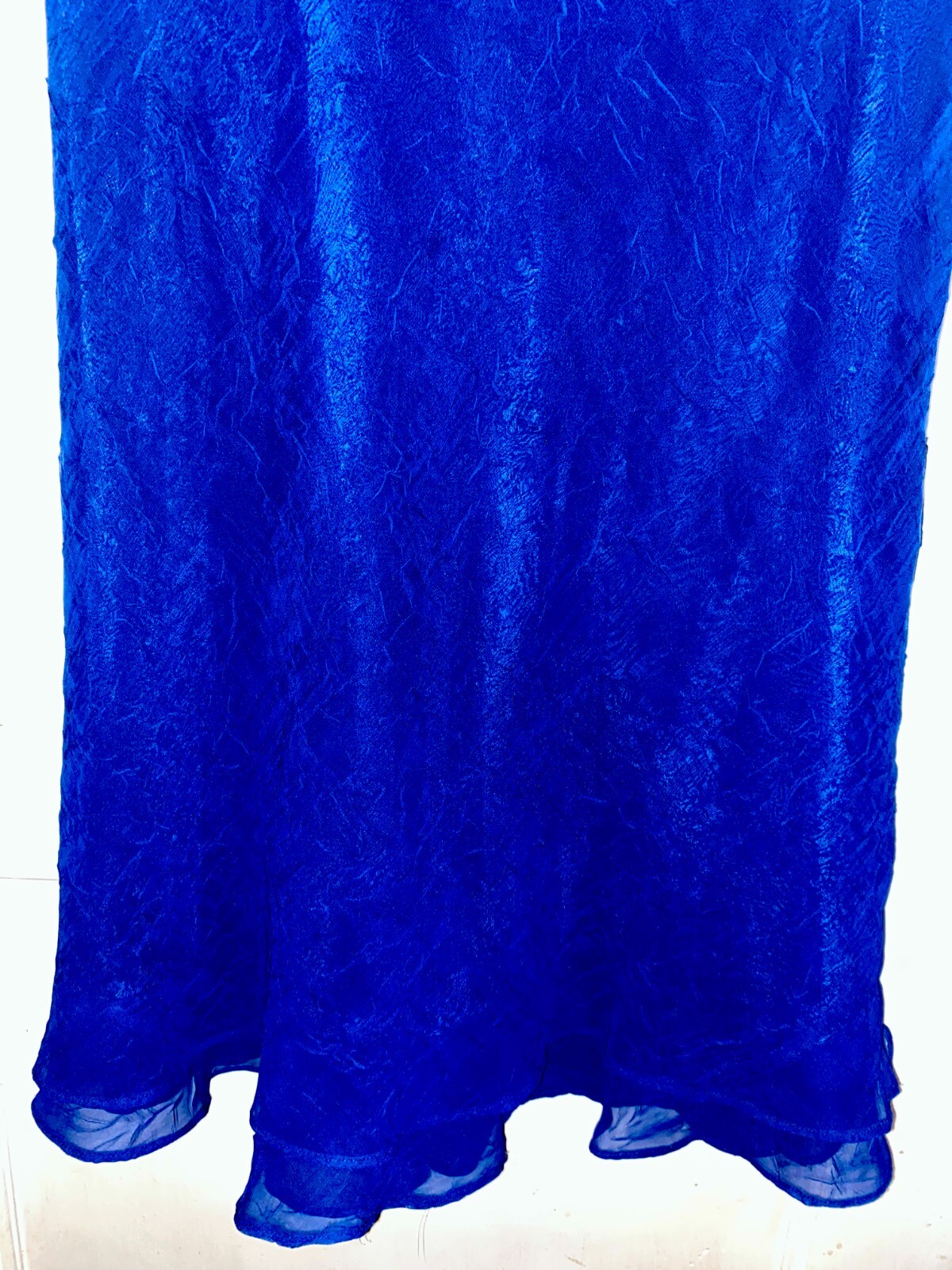 KARIN STEVENS Dress Royal Blue Lined Ruffles Size 8 Whimsical elegant feminine