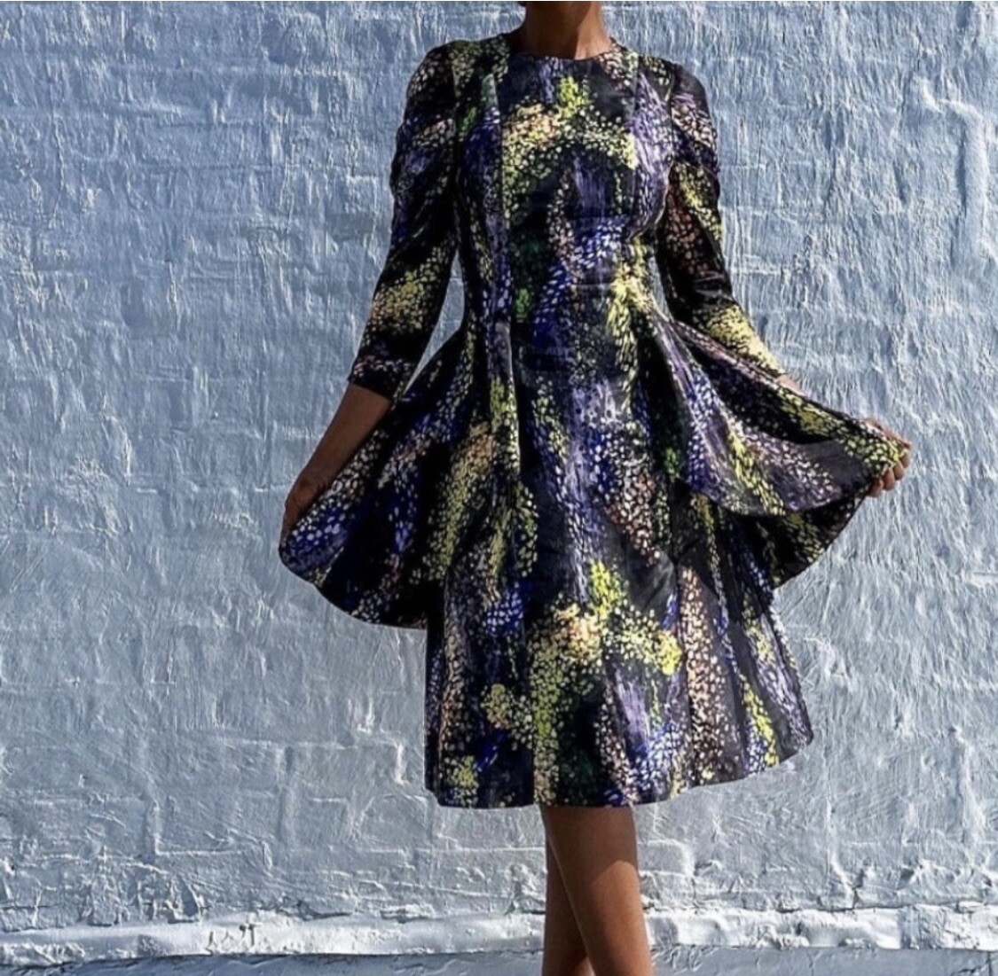 Apparalel Multicolor Confetti Print Satin Charmeuse Draped Butterfly Dress Sz XS