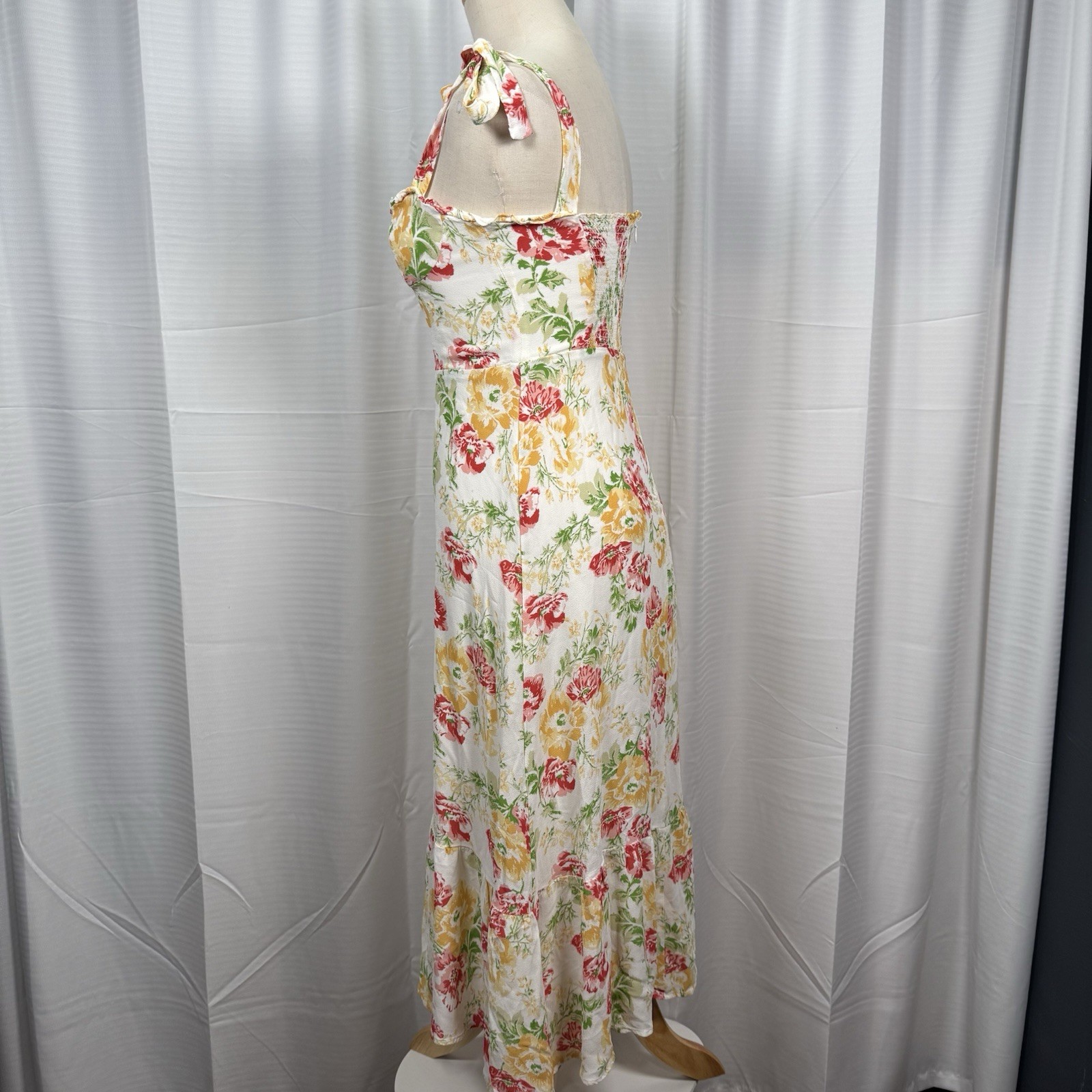 REFORMATION Nikita Floral Georgette Midi Dress In Winona Size 6 Bows Ruffles
