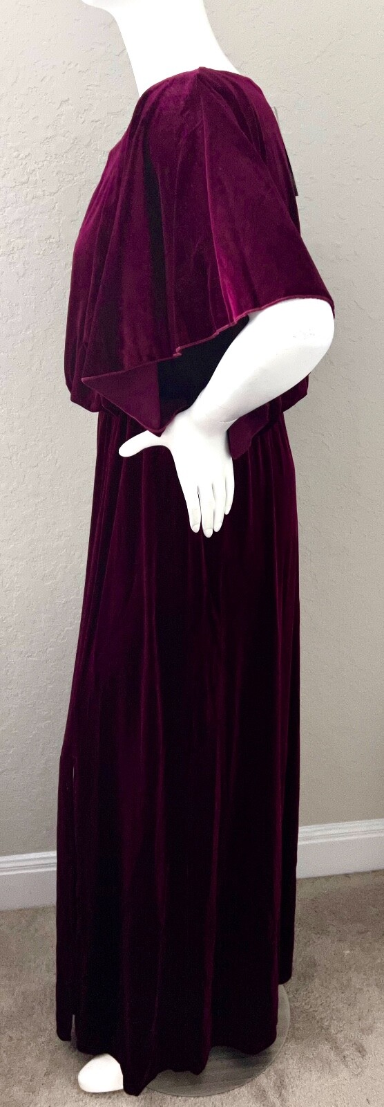 See N Be Seen Velvet Long Maxi Cape Style Dress Burgundy Wine Plus 1X 2X – New!
