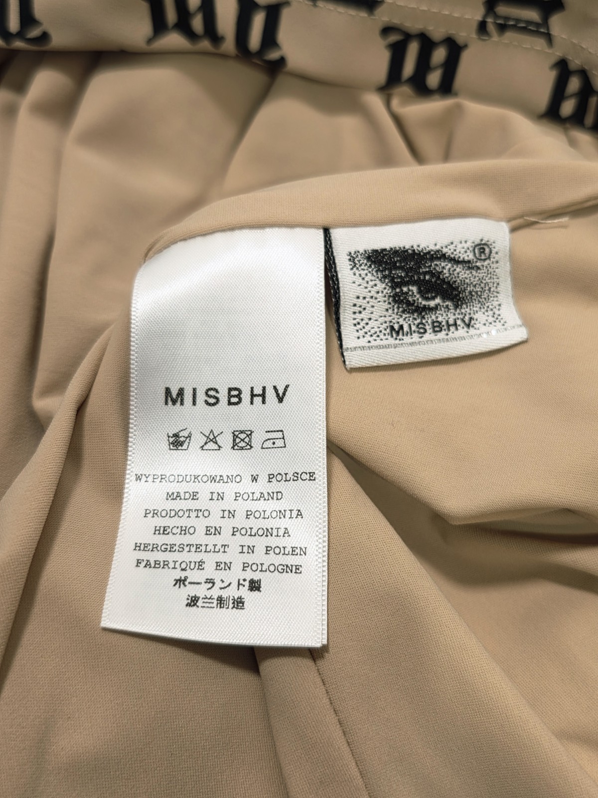 MISBHV Beige & Black Logo Monogram Mini Dress XS